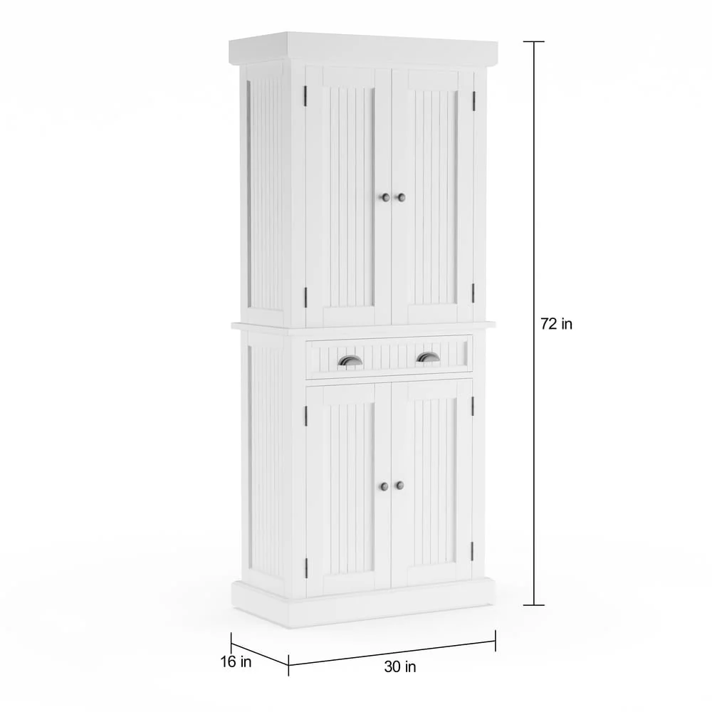 Homestyles Nantucket Sanded Off-White Pantry with Four Doors - N/A