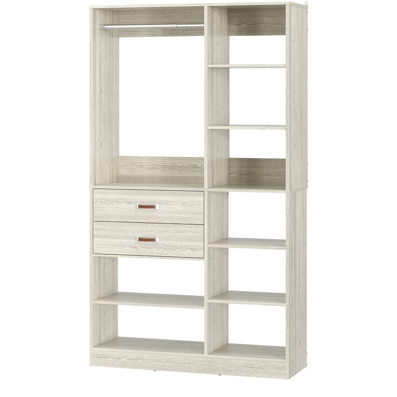 Vryon 40'' W Freestanding Closet System with 10 Storage Shelves and 2 Drawers and 1 Hanging Rods