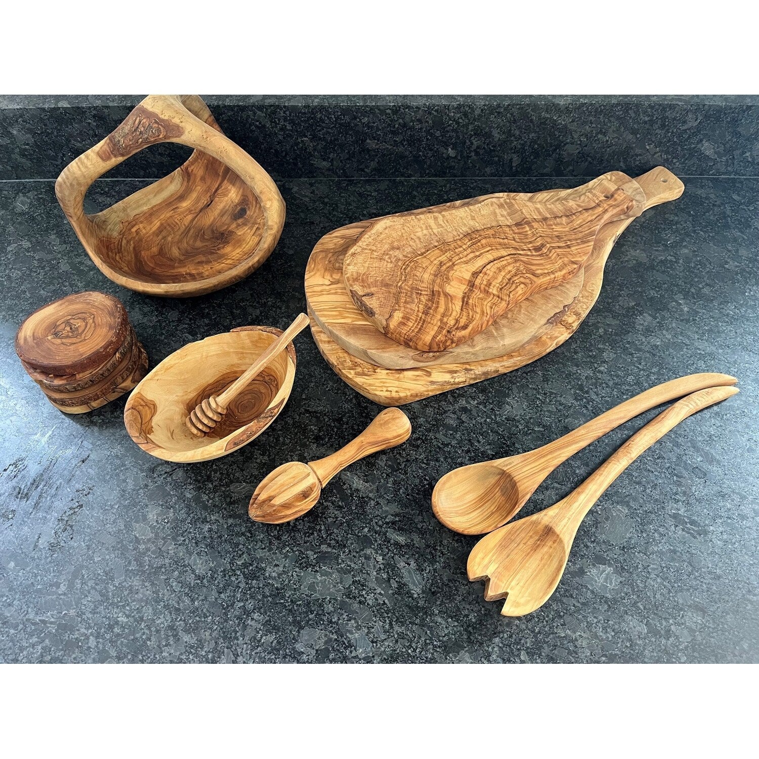 Set of 4 Olive Wood Coasters Dia 3.9