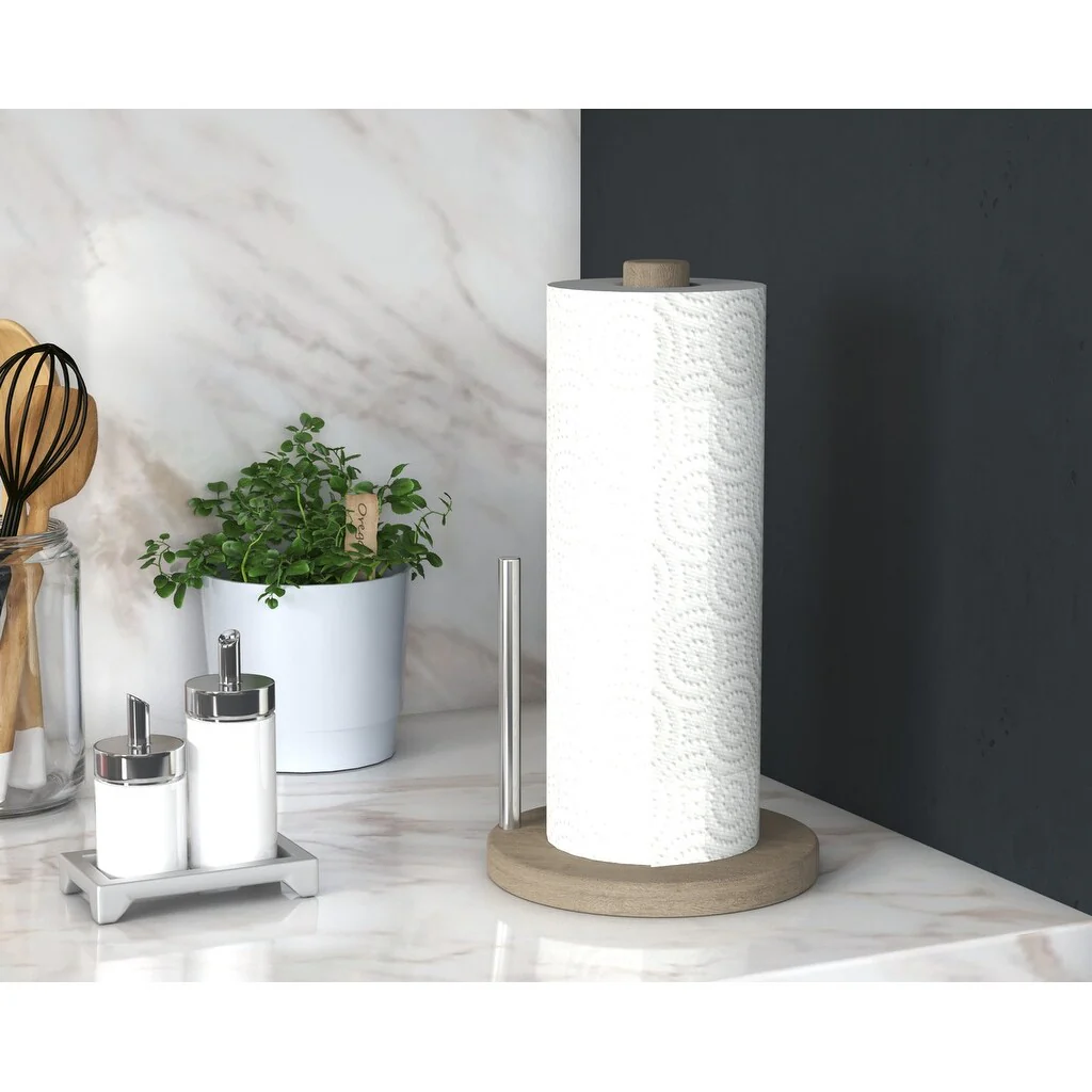 Manada Teak & Stainless Steel Paper Towel Holder