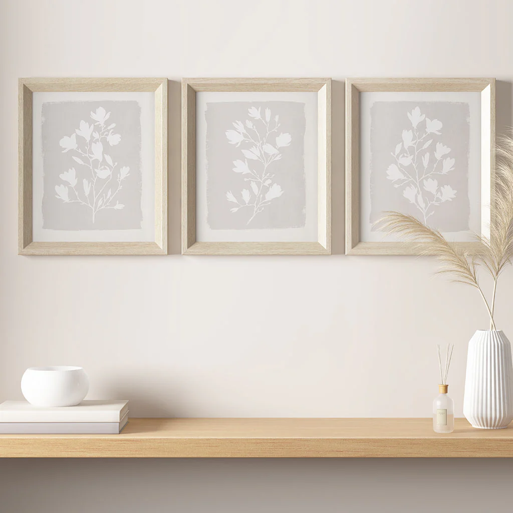 3-Piece Wall Art Set with Botanical Floral