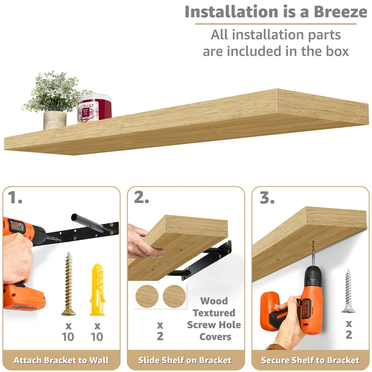 Sorbus Long Floating Shelves for Wall Set of 2 - 35