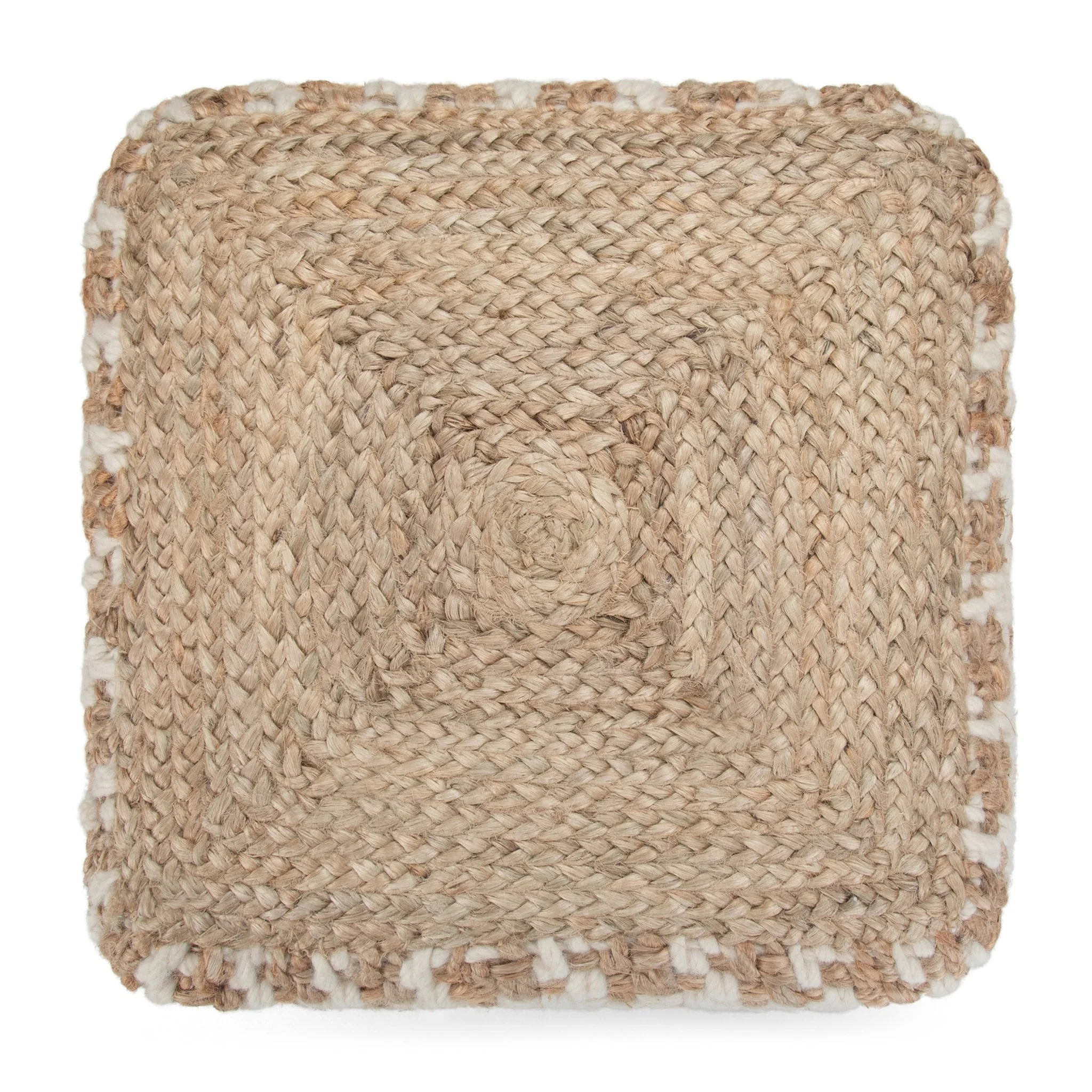 Multi-functional Cube Pouf with Cotton, Wool and Jute Woven Pattern