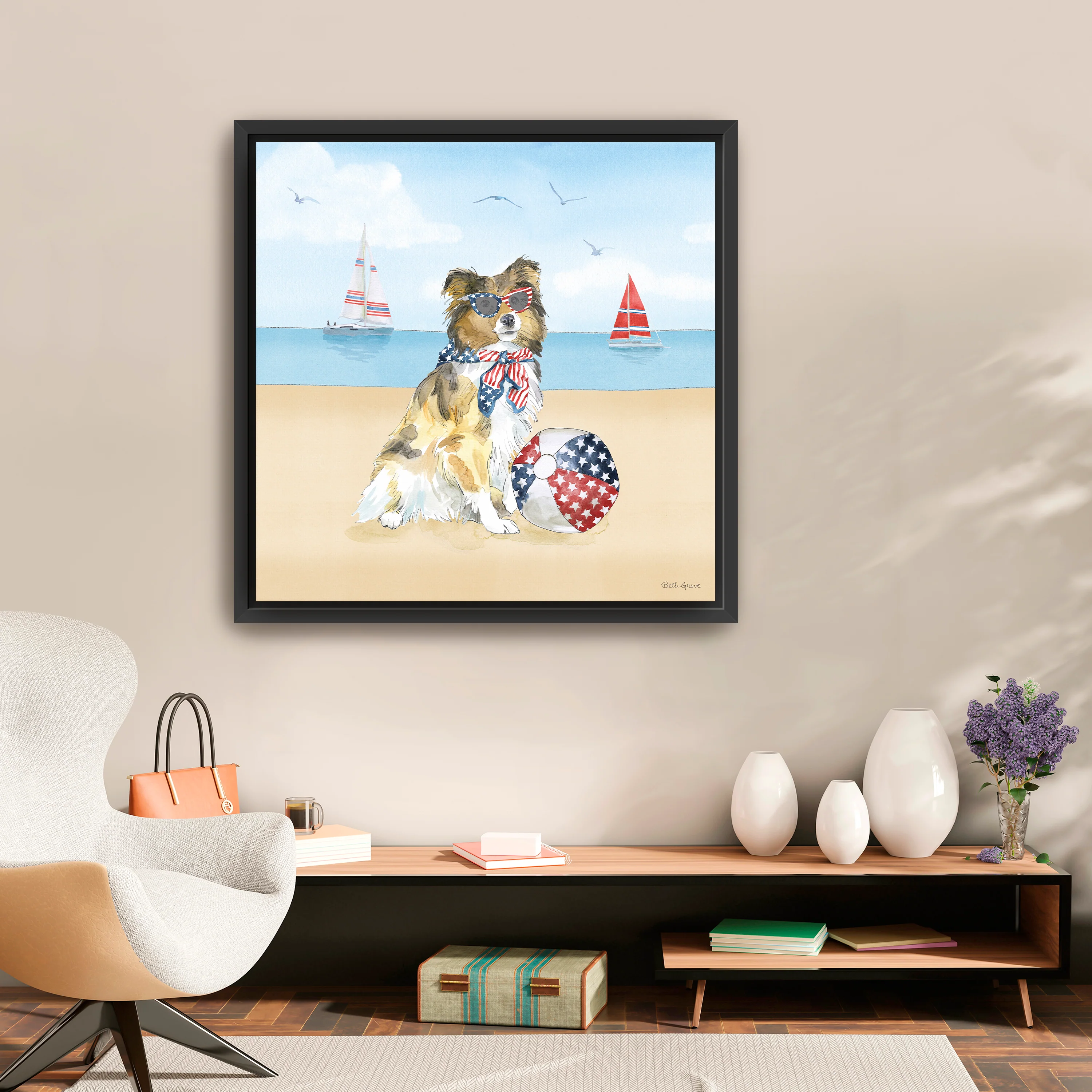 Summer Paws Patriotic V Canvas Giclee