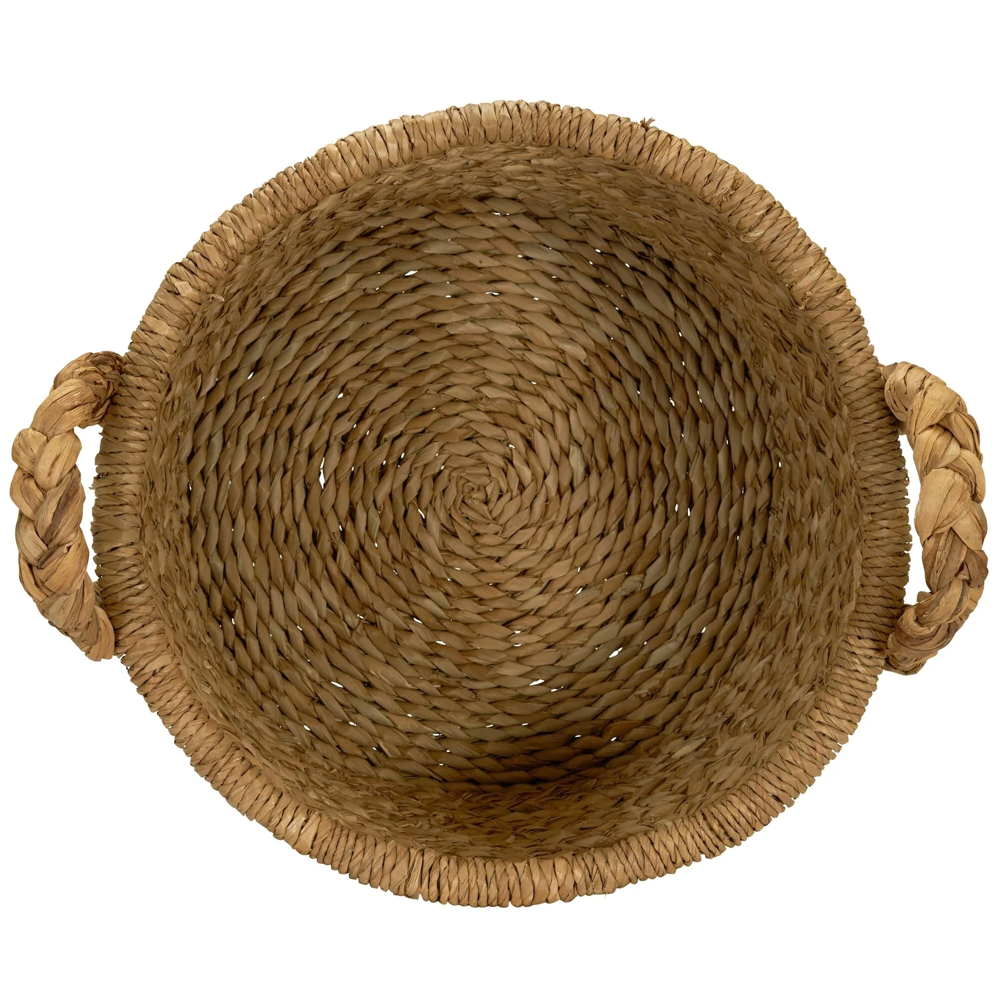 Household Essentials Handwoven Water Hyacinth Storage Basket with Braided Handles - 20.0