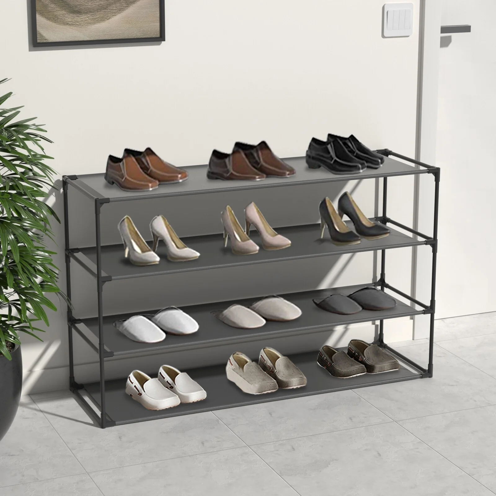 Modern Waterproof Shoe Rack Organizer Tower for Small Spaces Black