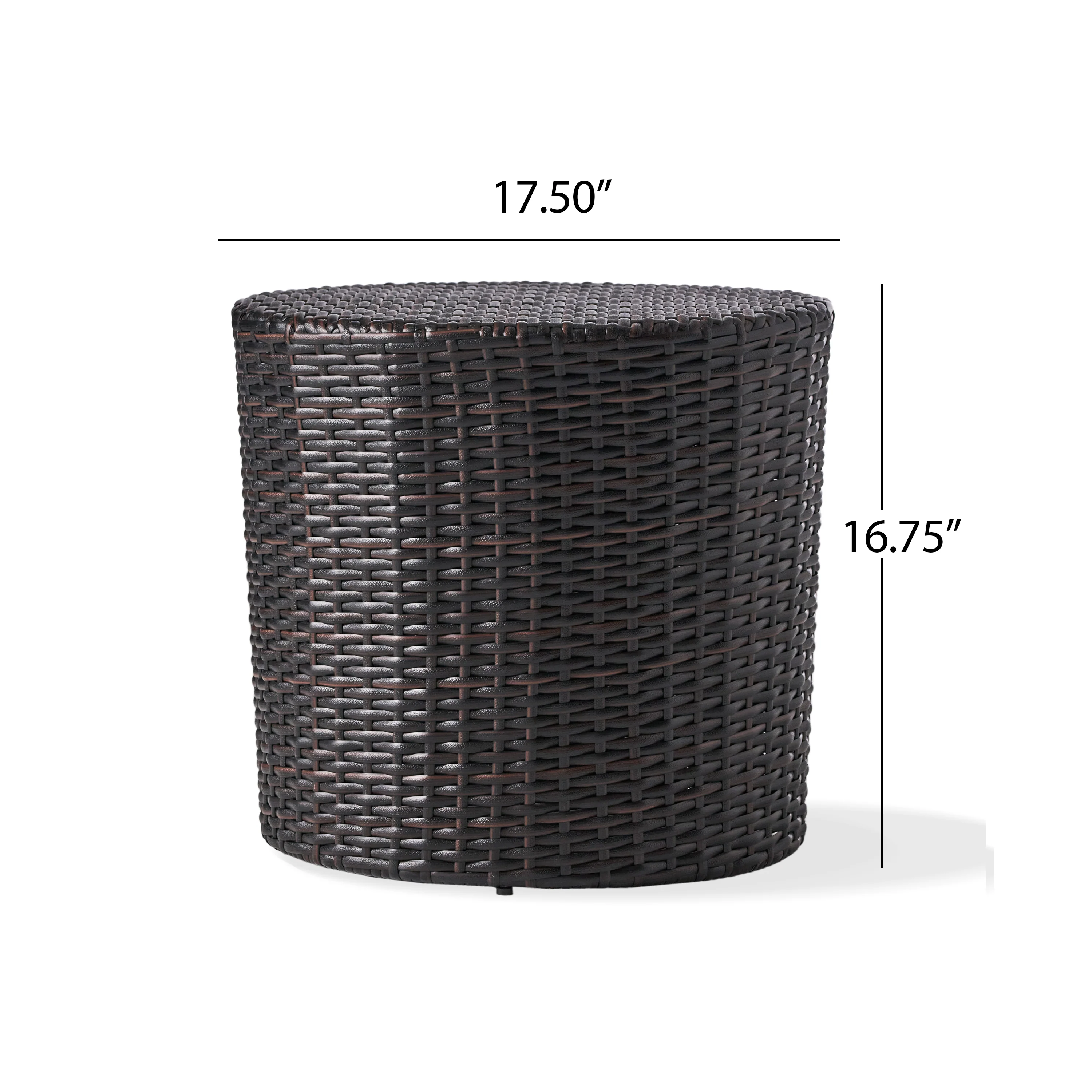 Barrel Side Table with Handcrafted Details, Brown
