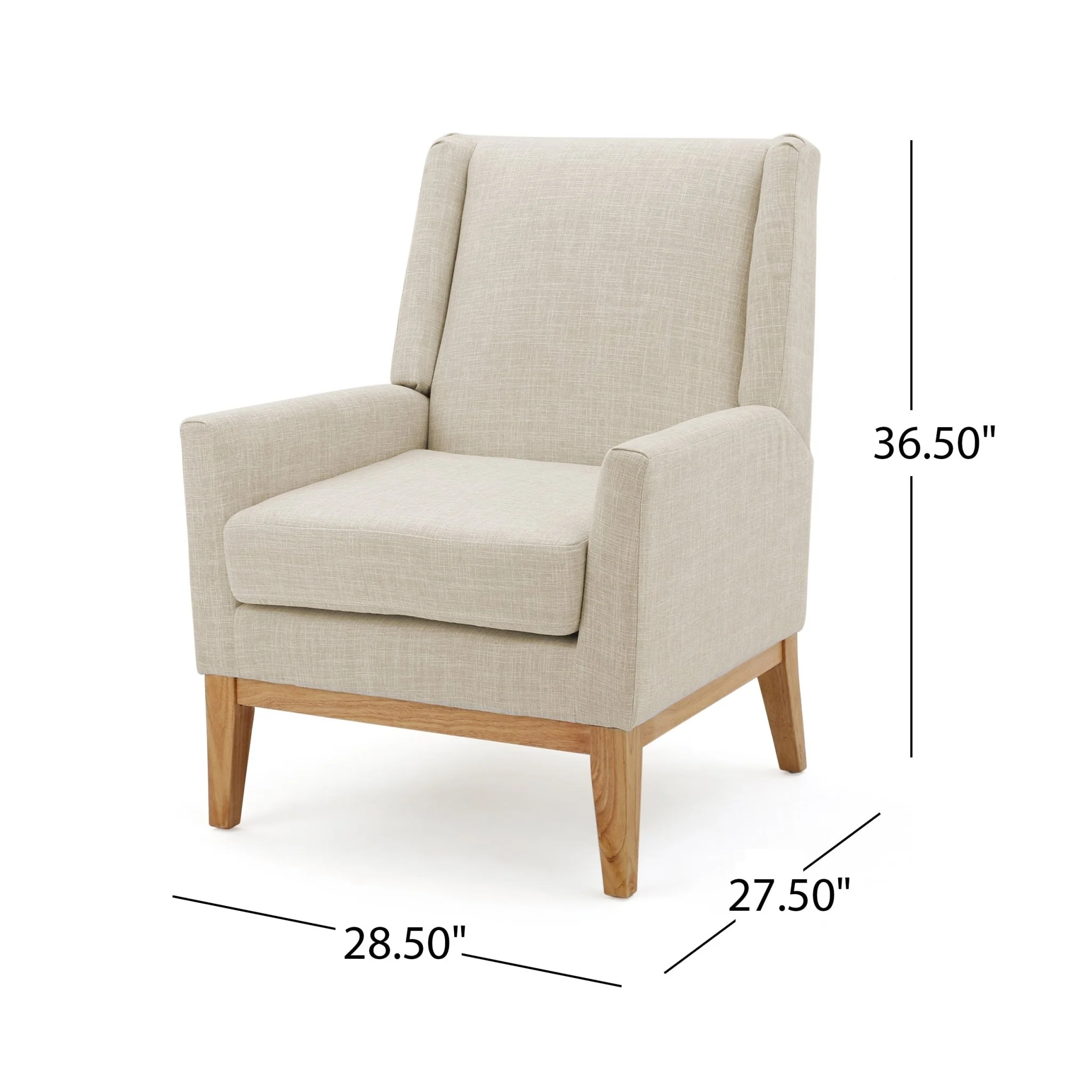 Dimensionality Upholstered Accent Chair with Wing Back and Wood Legs
