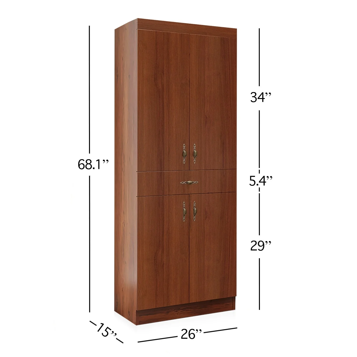 Living Skog Monti Food Pantry Storage Kitchen Cabinet with Adjustable Shelves and Drawer