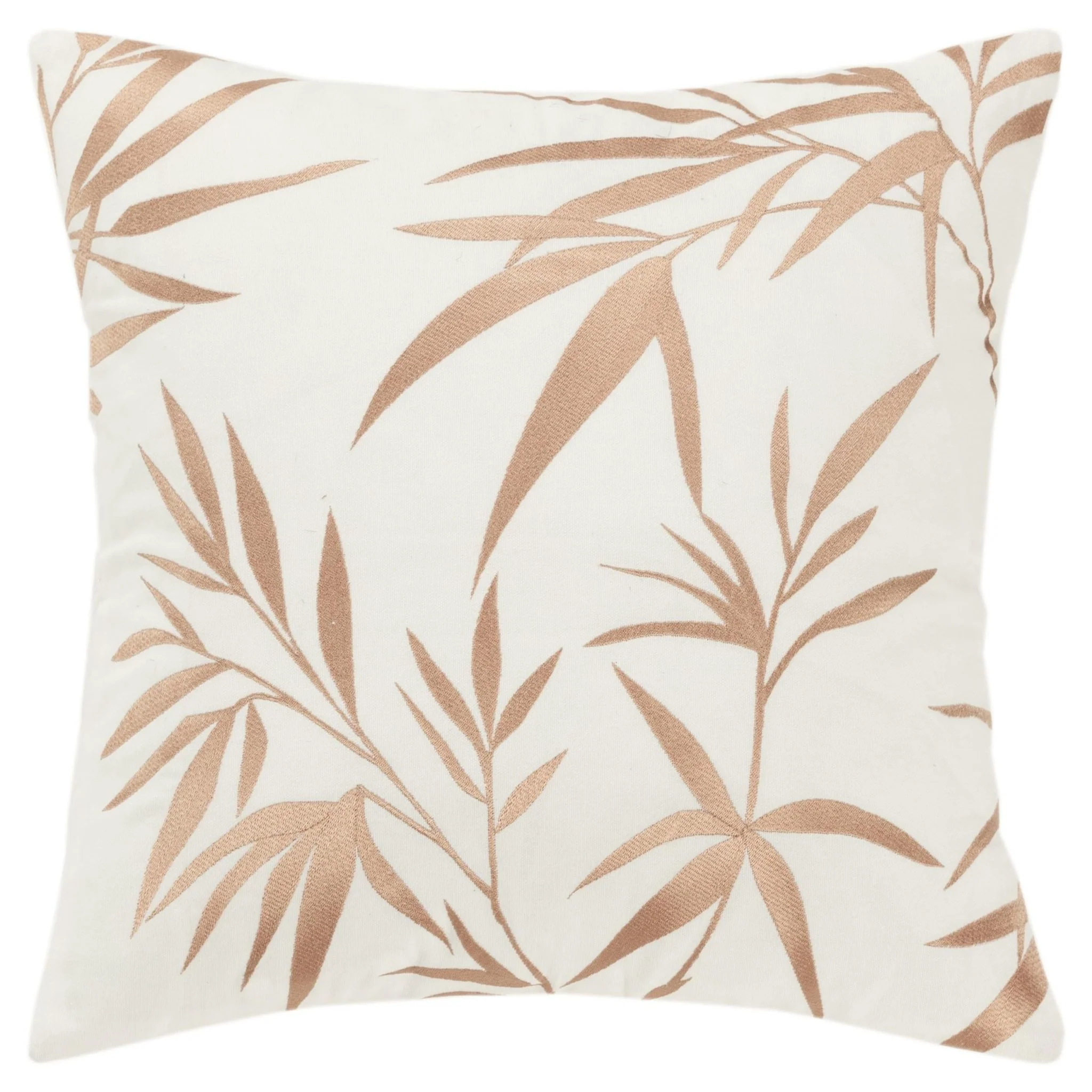 Botanical Leaf Embroidered Square Pillow