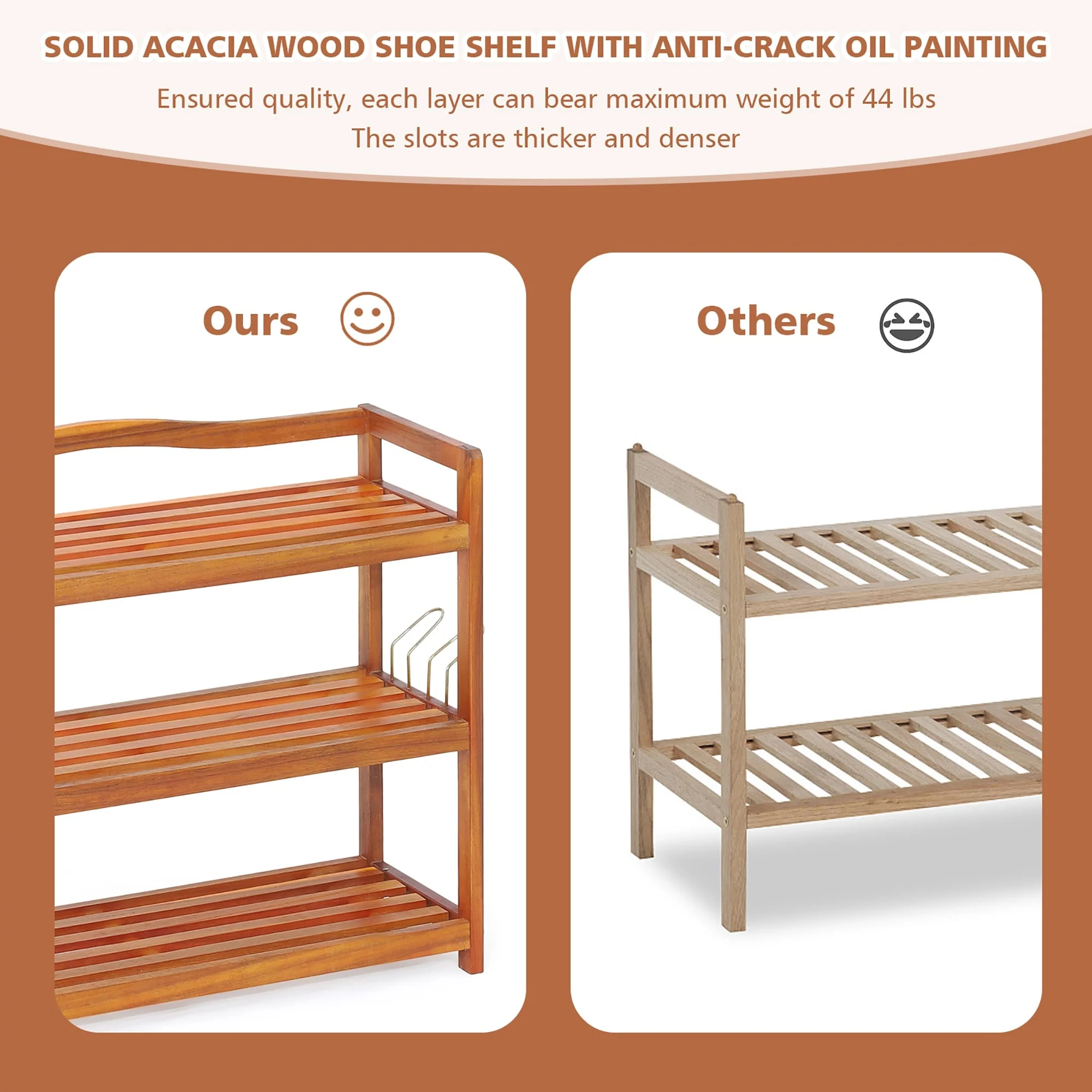 Costway 5-Tier Wood Shoe Rack Freestanding Large Shoe Storage