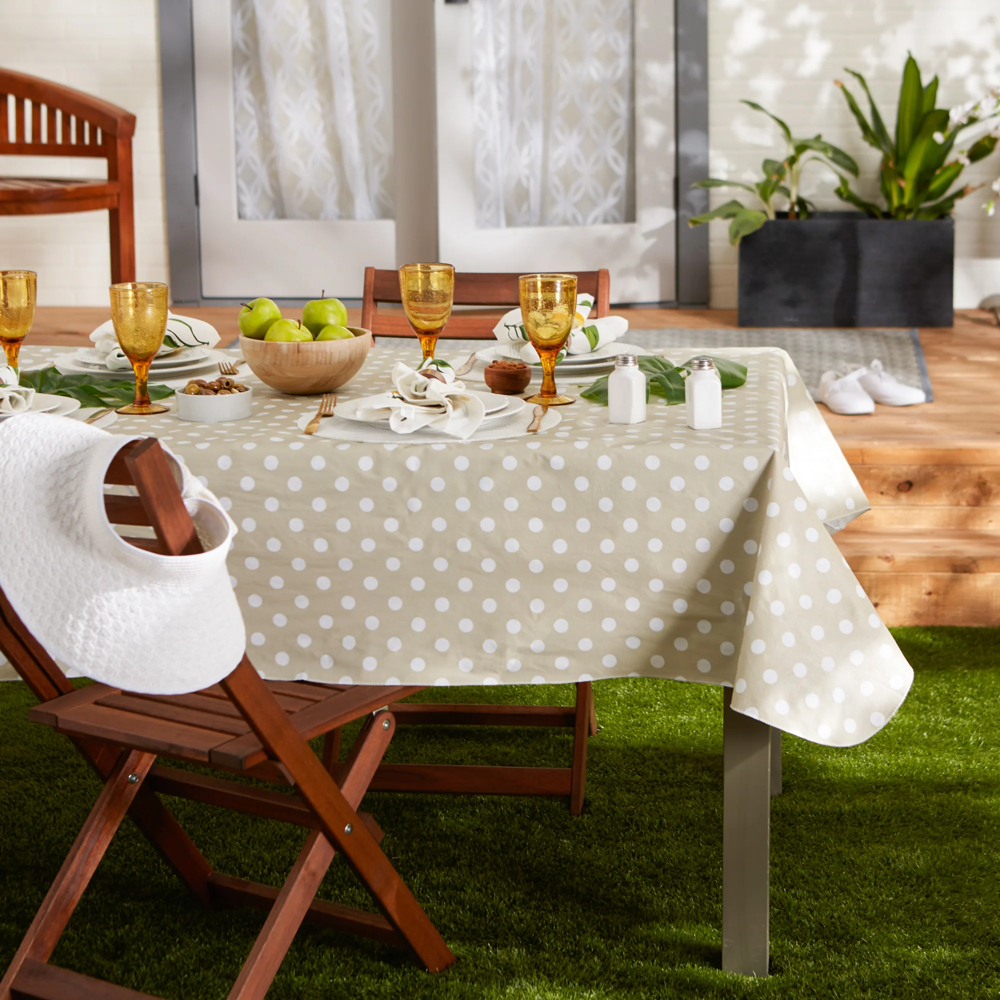 Natural Polka Dot Tablecloth