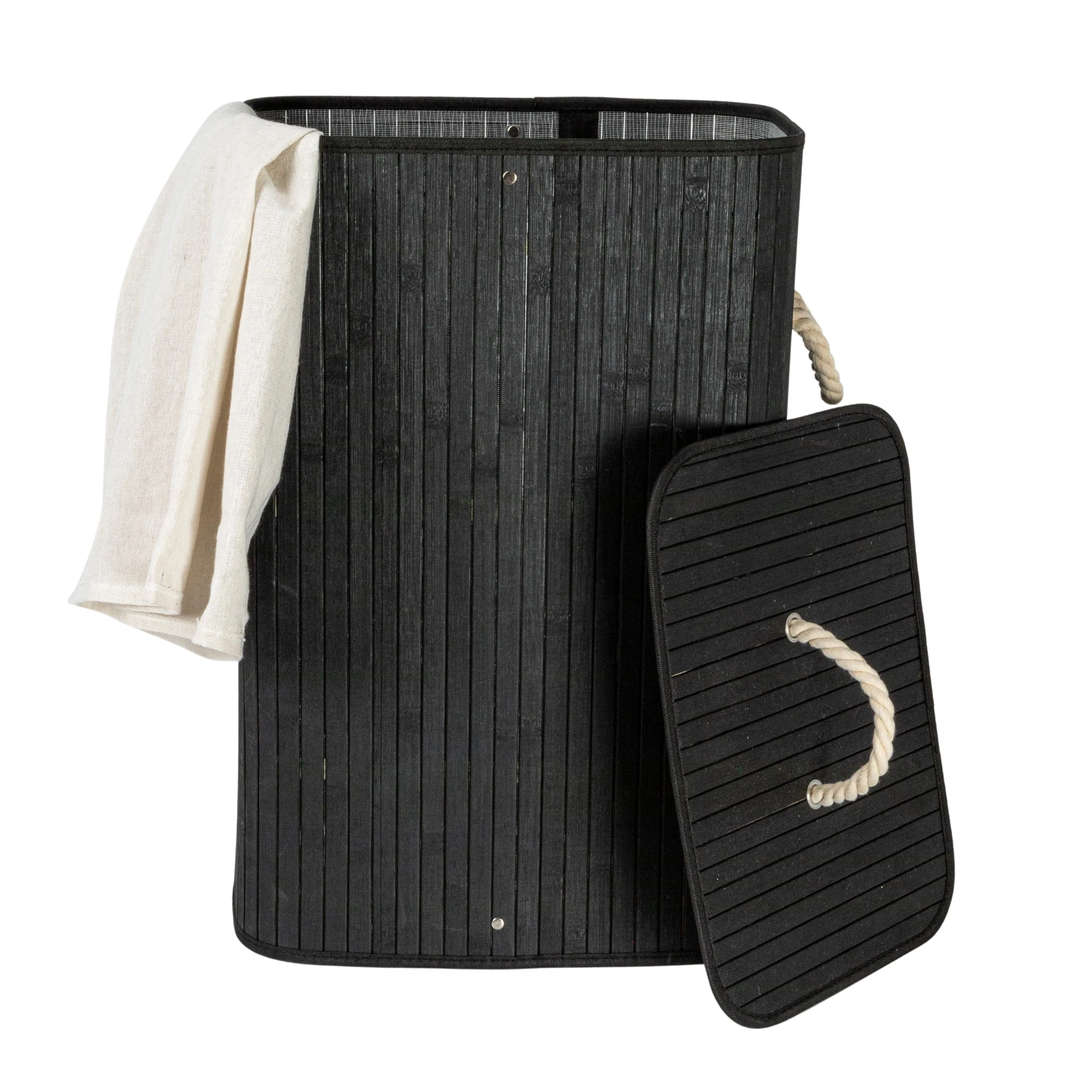 Household Essentials Bamboo Laundry Hamper with Handles and Removable Laundry Bag