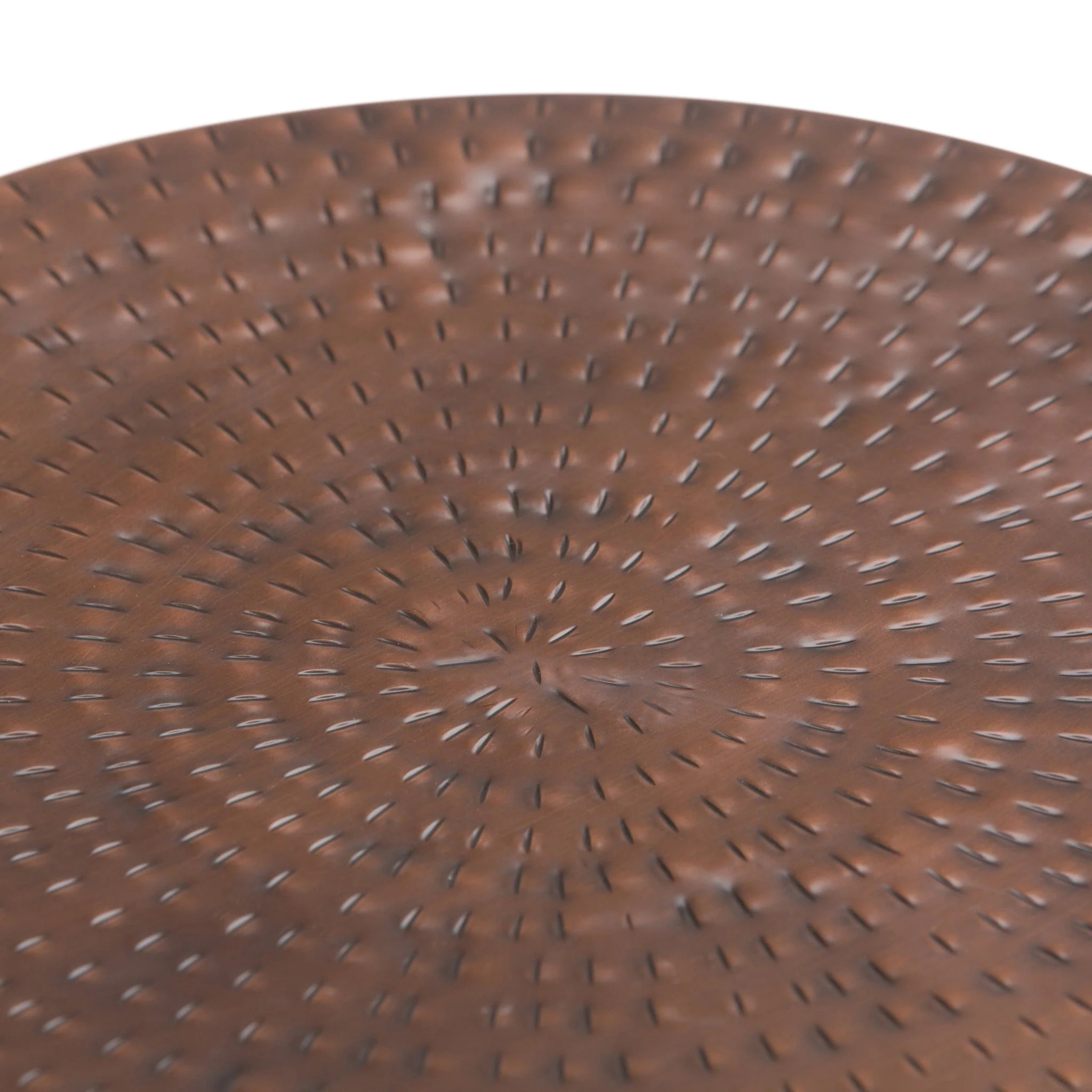 Destiny Drum-Shaped Hammered Accent Table with Removable Top
