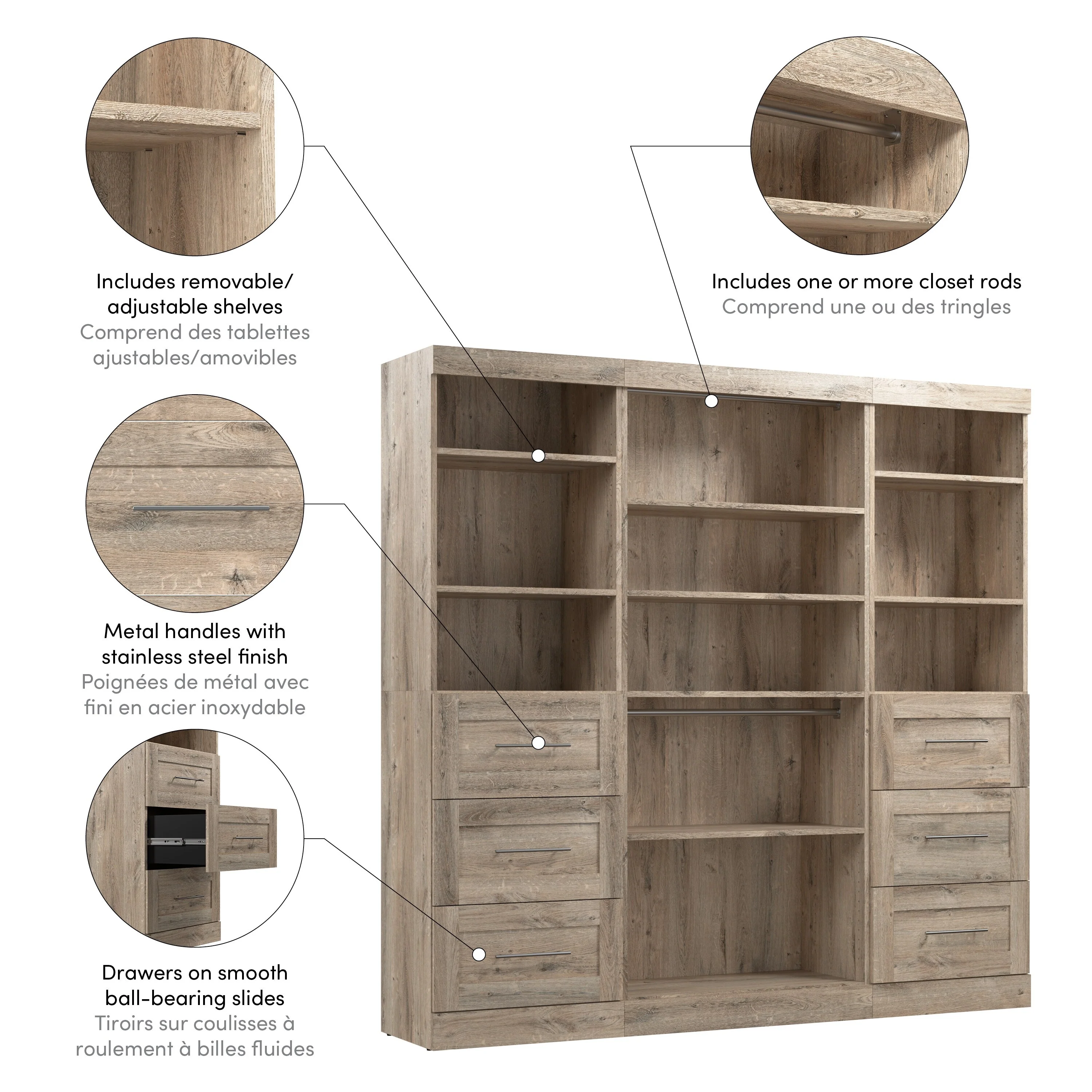 Pur 86W Closet Organization System with Drawers by Bestar - 86