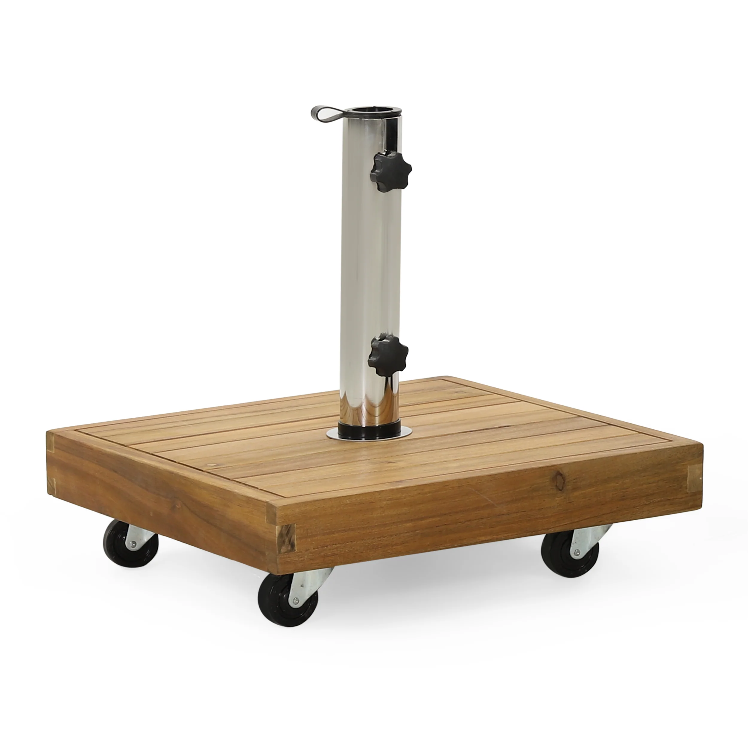 Wood Outdoor Square Umbrella Base with Casters