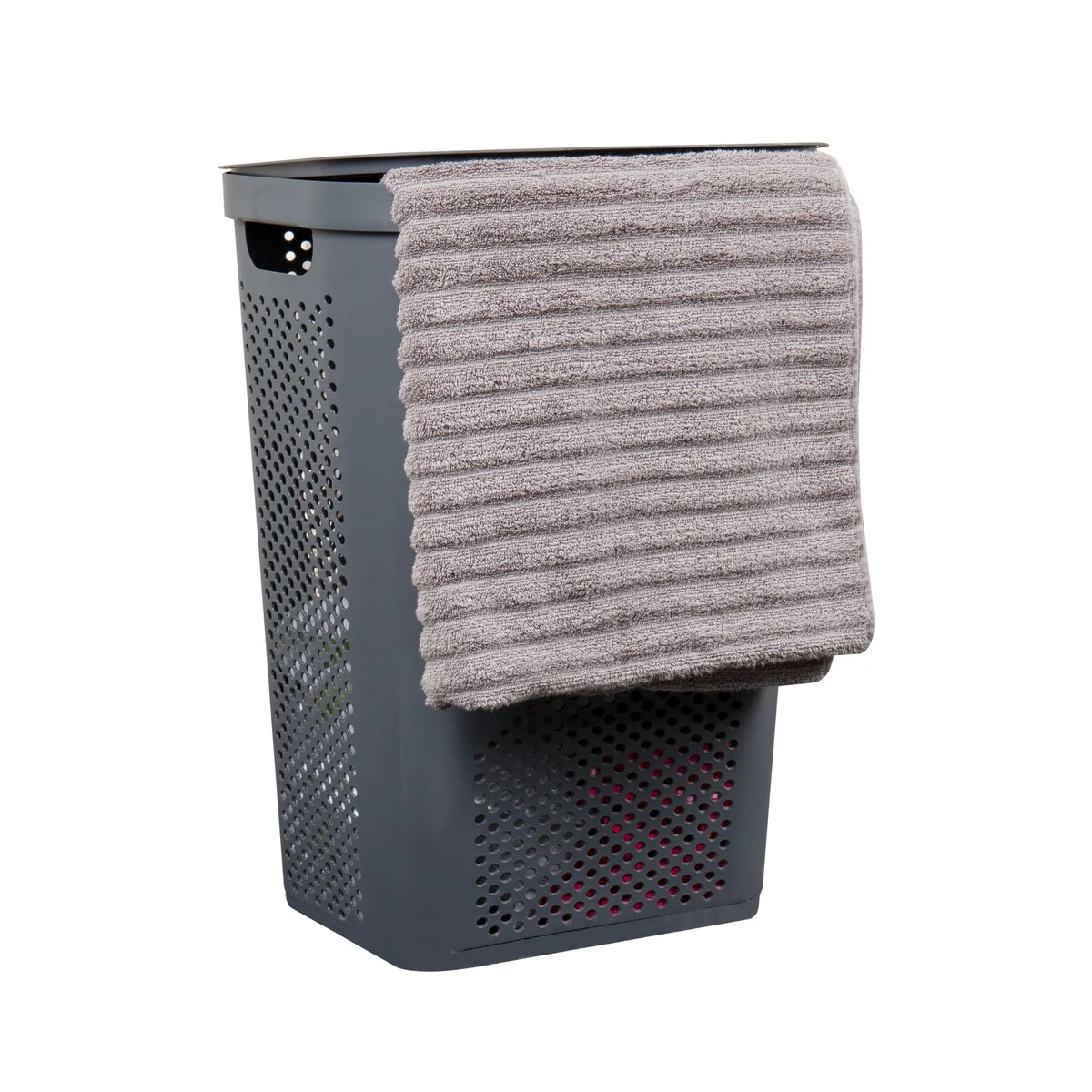 Mind Reader 60L Slim Laundry Hamper, Clothes Basket, Lid, Ventilated, Plastic, 17.25