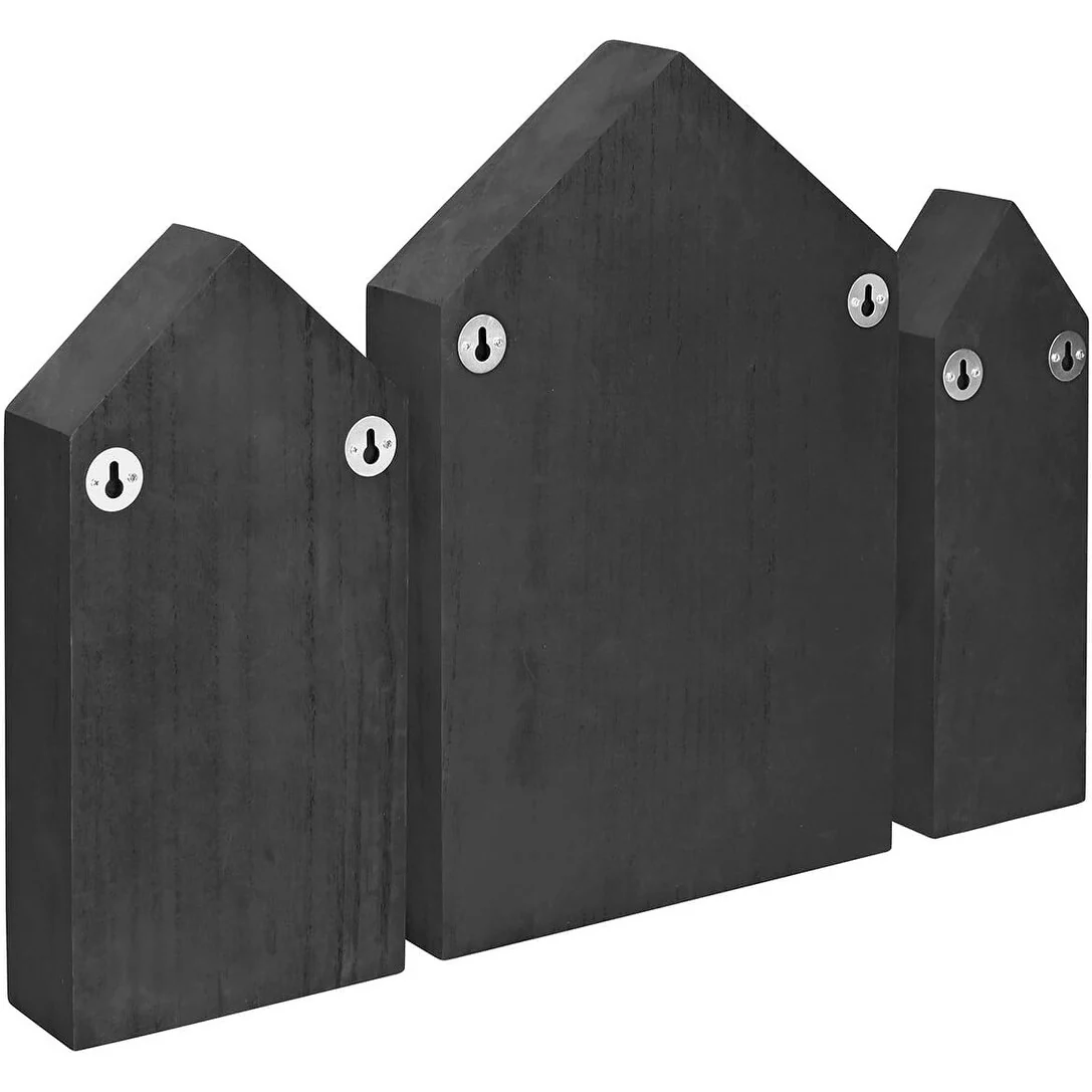 House-Shaped Wooden Shadow Cubby Display Shelf, Set of 3