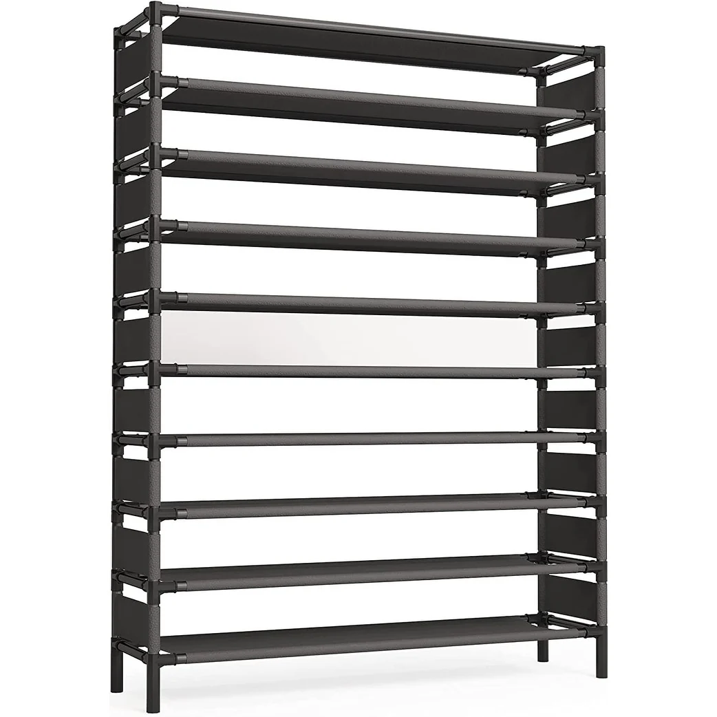 10 Tiers Shoe Rack, Large Capacity Shoe Organizer, Shoe Shelf for 50 Pair, Metal Shoe Rack, Tall Shoe Shelf - 10-tier