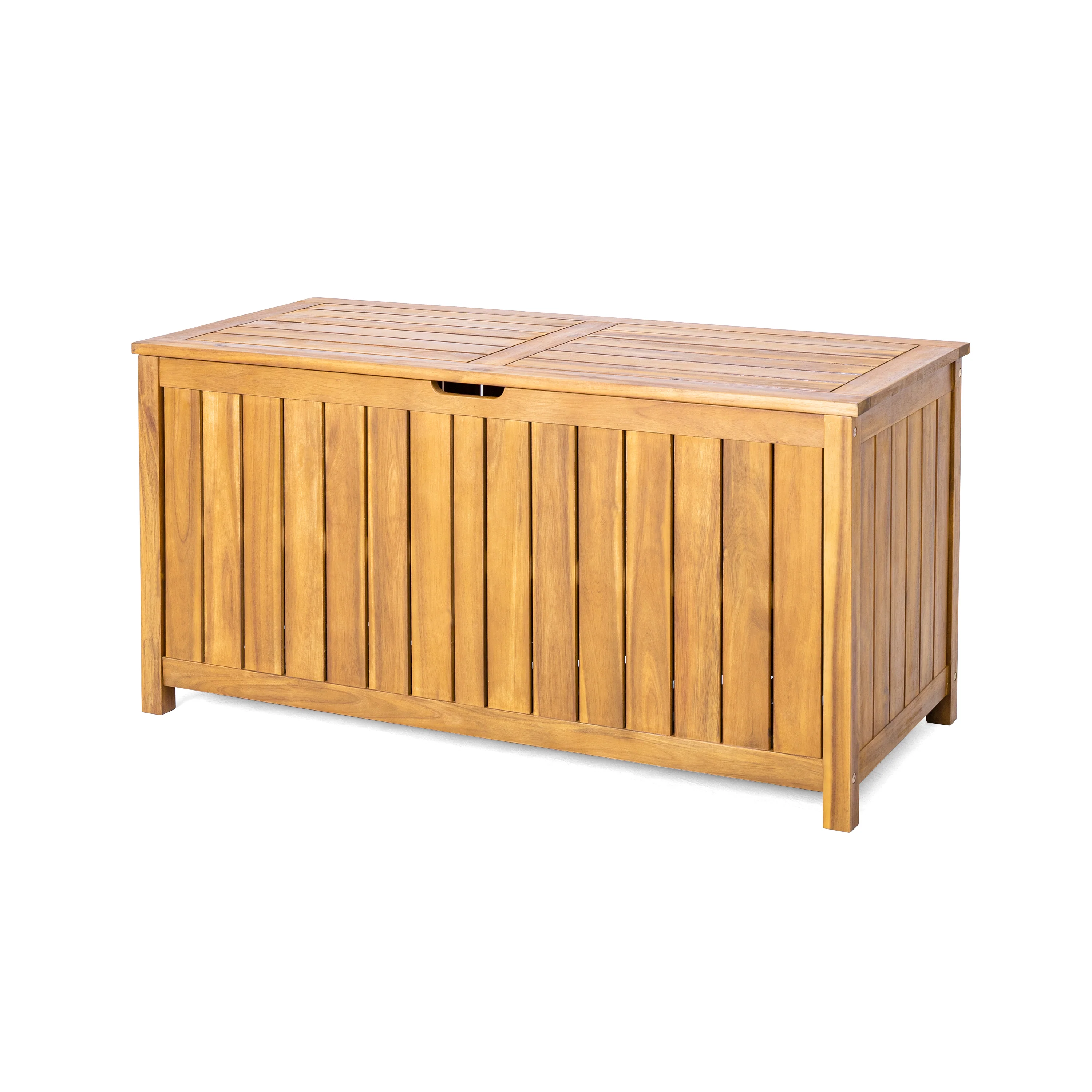 Outdoor Deck Box with Wood Frame and Lid Lifts