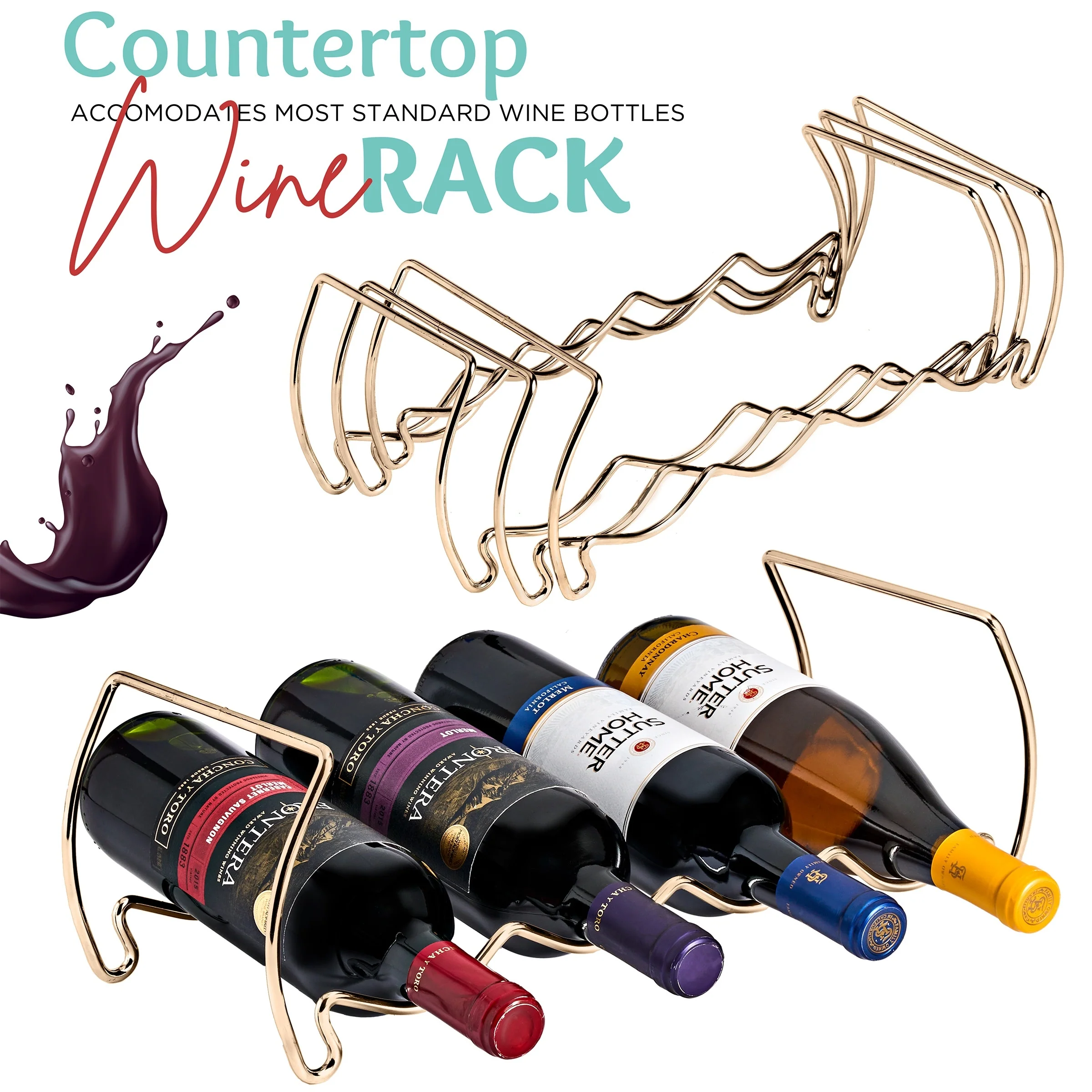 Metal Detachable Wine Rack - 3 Tier, Copper - 14