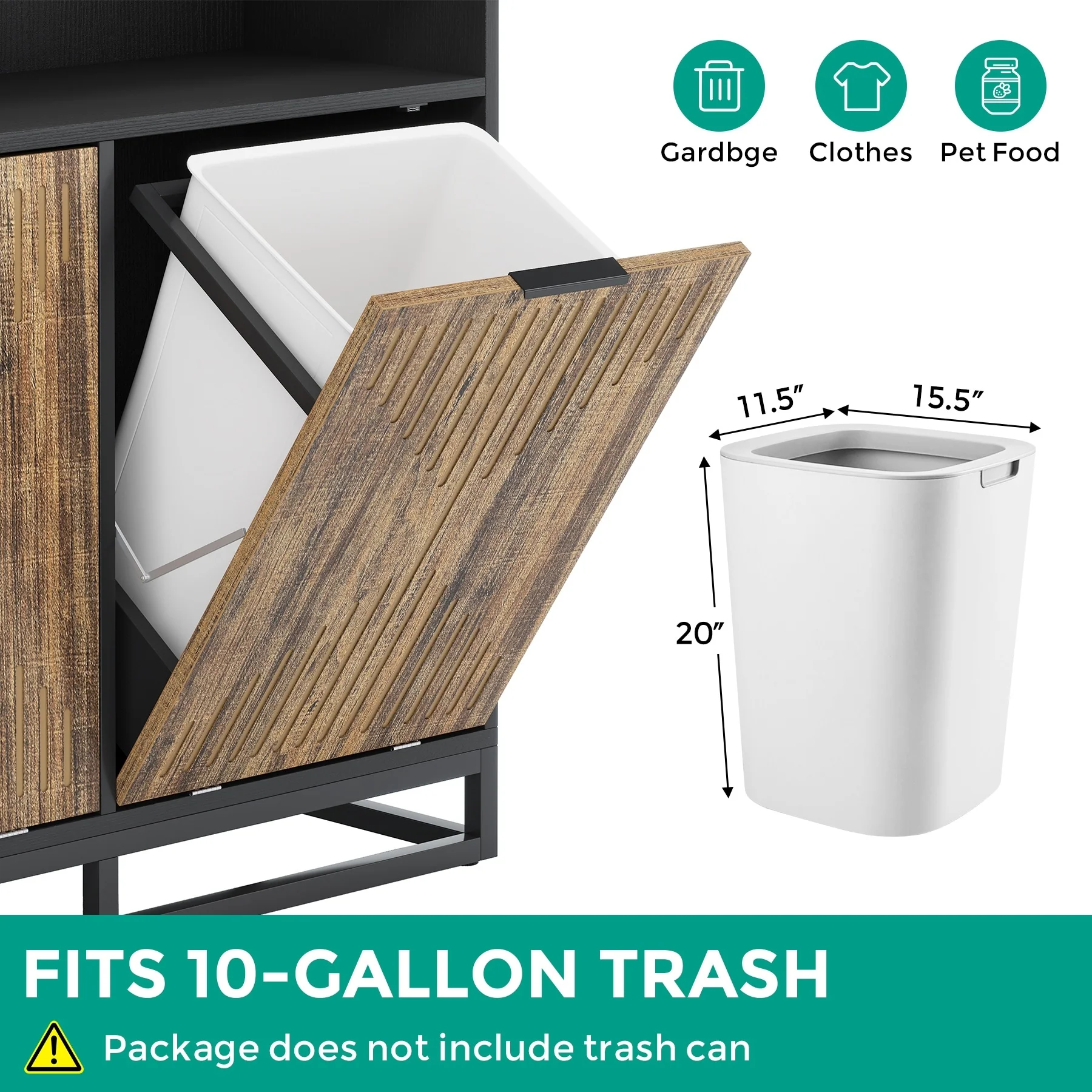 Double Tilt Out Trash Can Cabinet for Kitchen, 10 Gallon Recycling Cabinet
