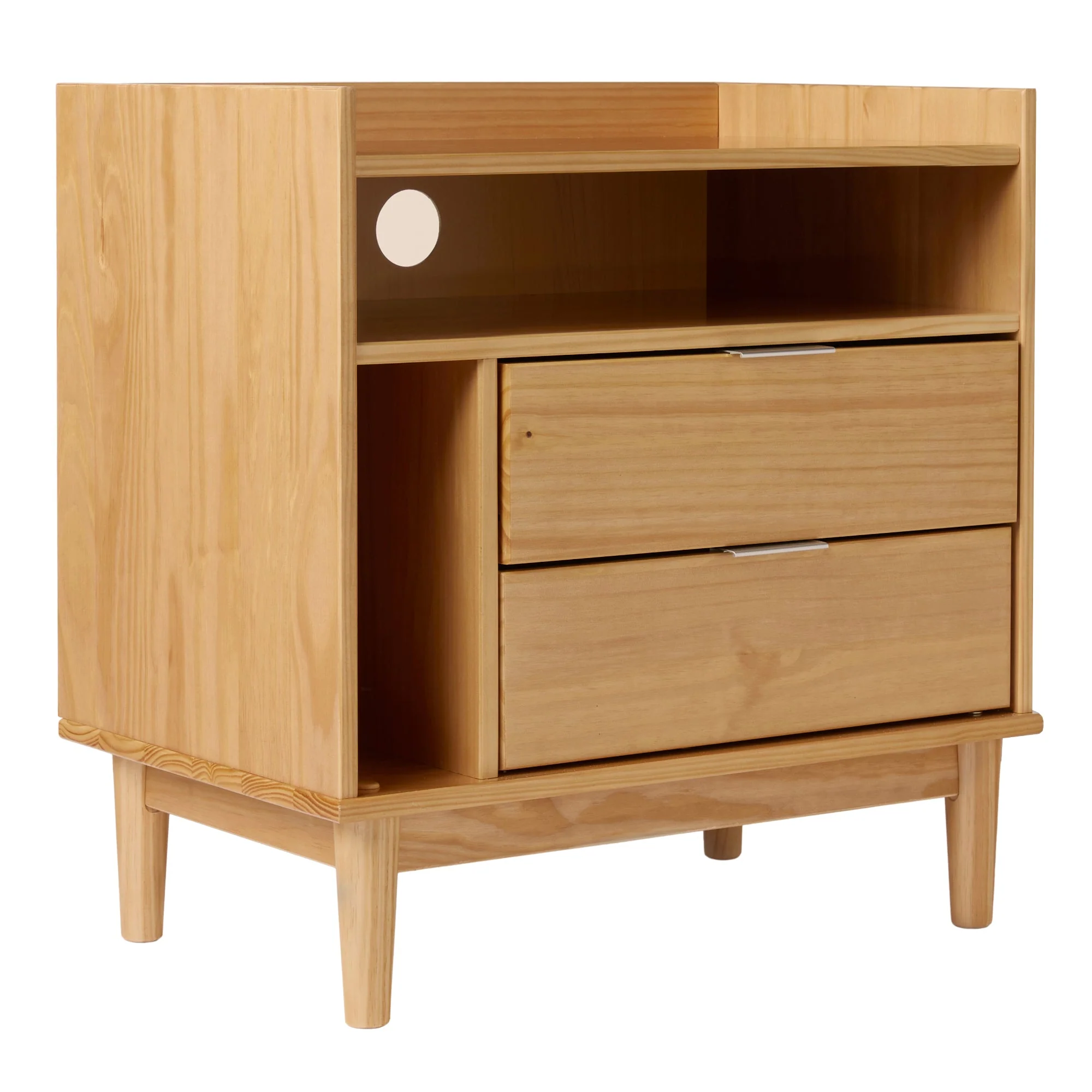 Nebulized Solid Wood Nightstand with 2 Drawers and Tray Top