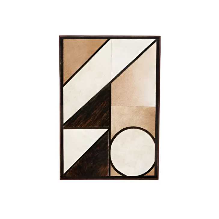 Geometric Hair-On Leather Wall Decor