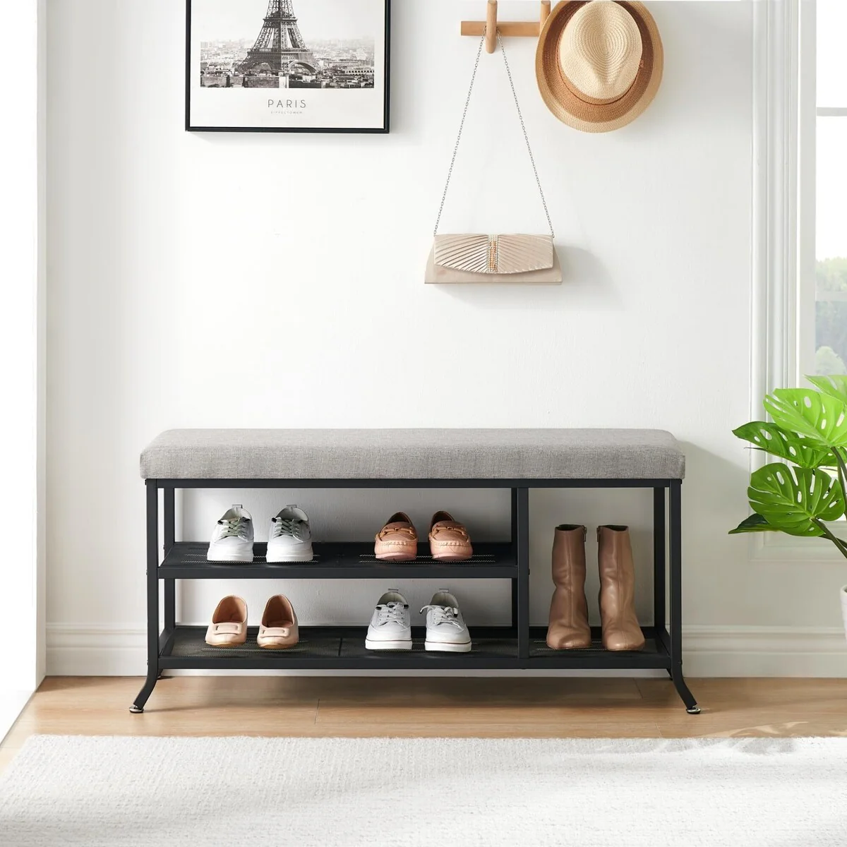 Shoe Bench, 2-Tier Rack for Entryway