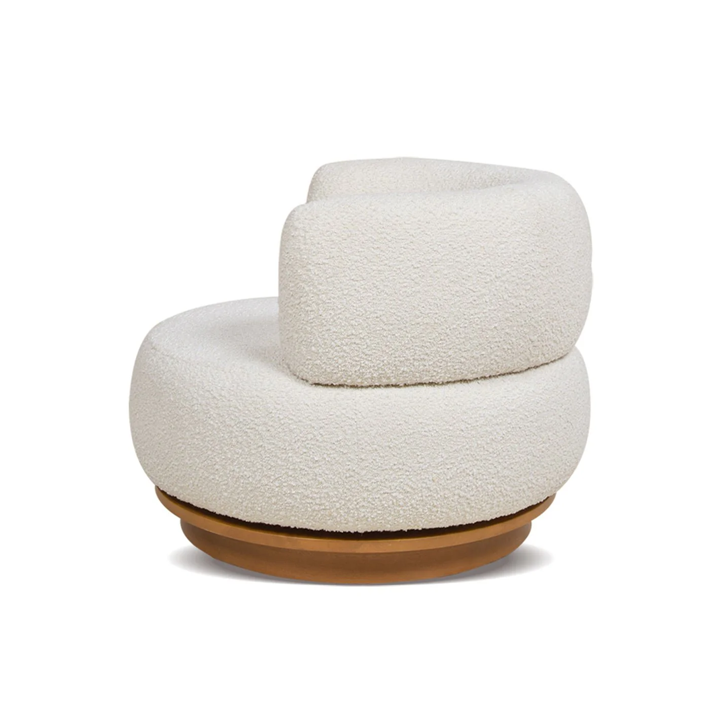 Upholstered Swivel Barrel Chair with Low Back and Wood Base