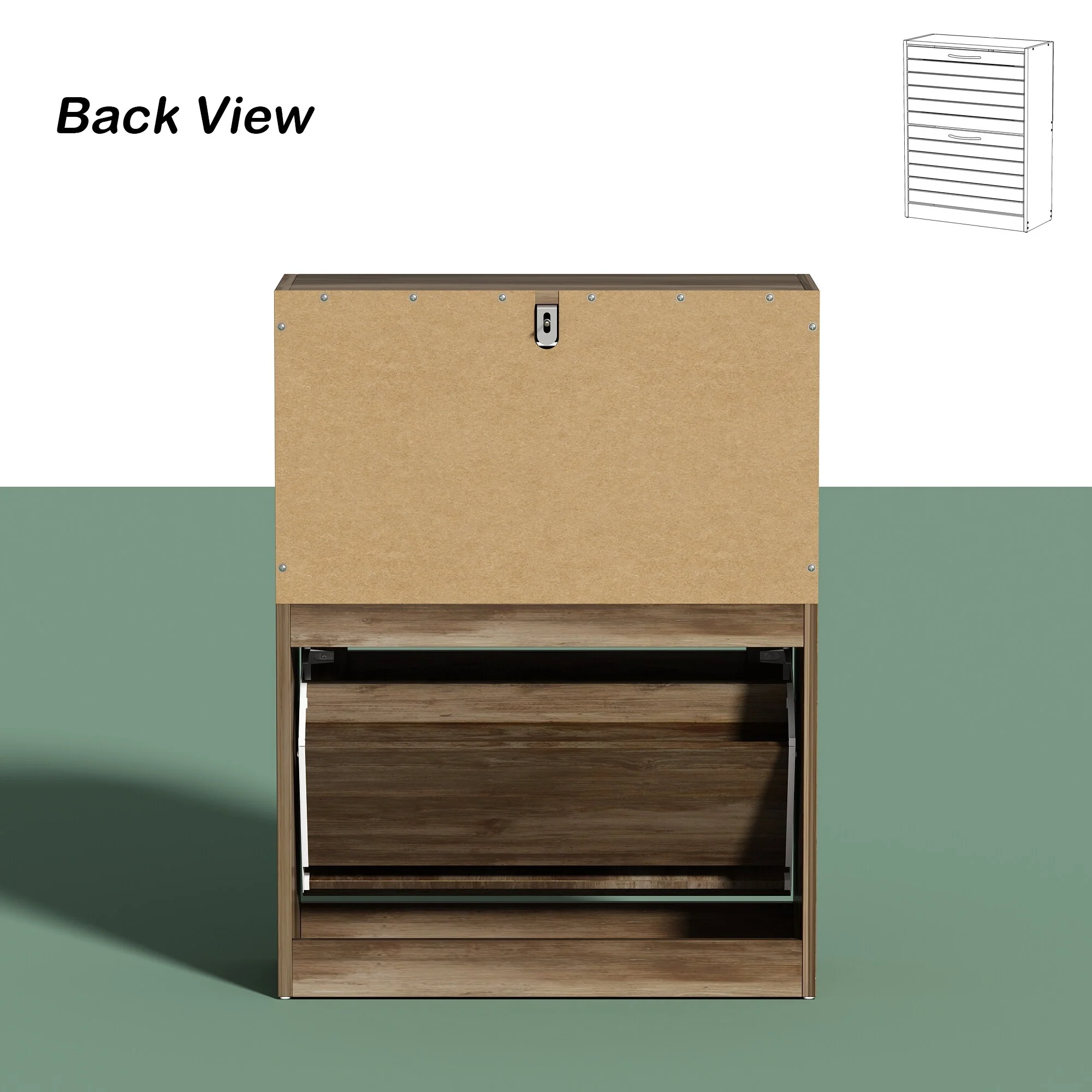 Shoe Storage Cabinet Two Drawer Space Saving Grey/Oak/White Dresser
