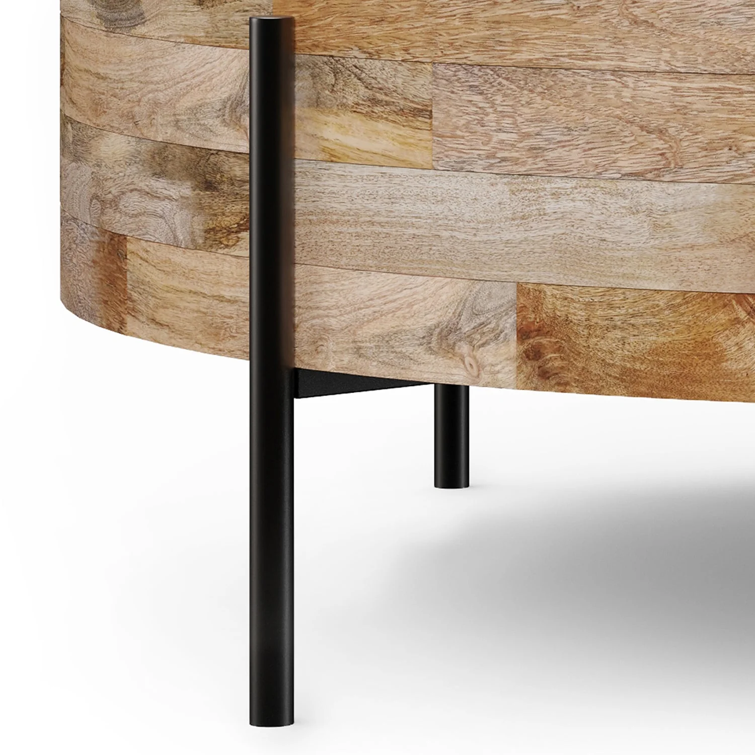 Round Drum Coffee Table with Black Metal Legs