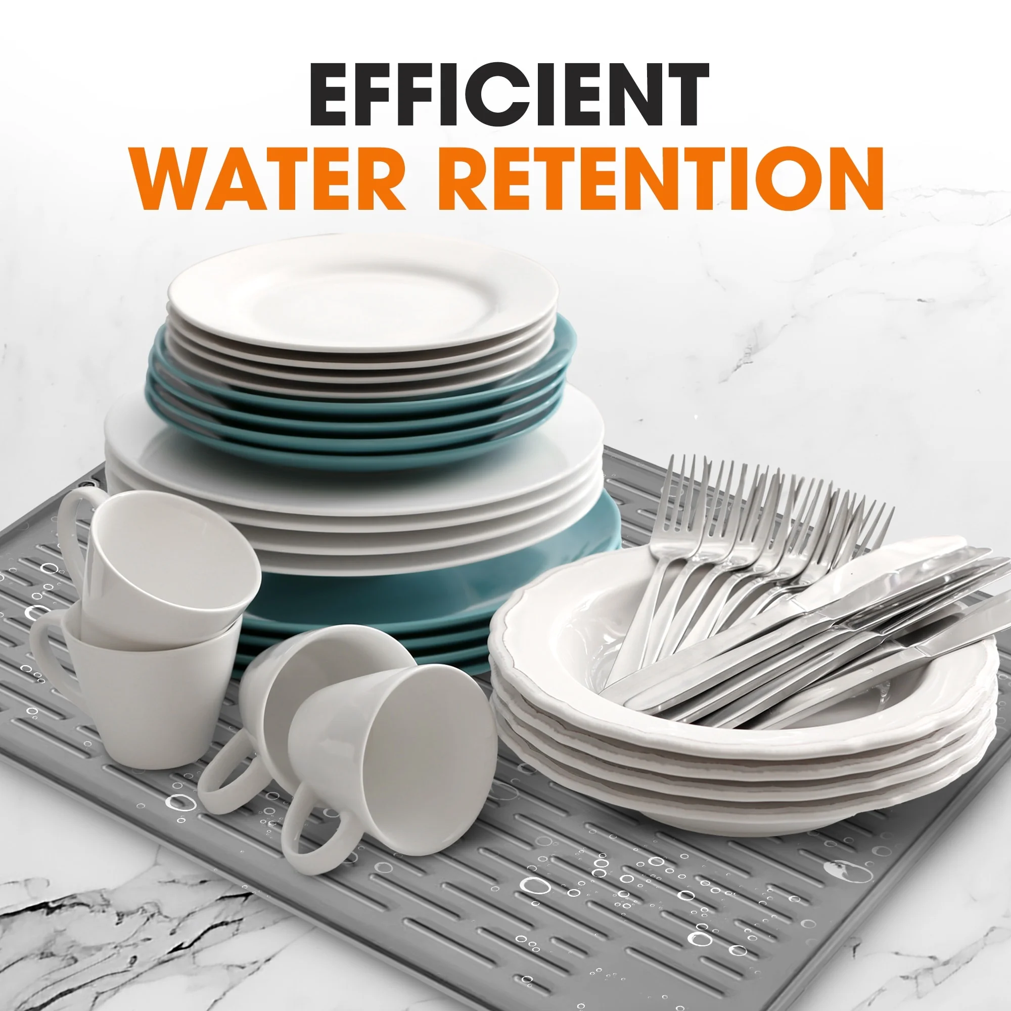 Cheer Collection Silicone Large Dish Drying Mat for Kitchen Counter