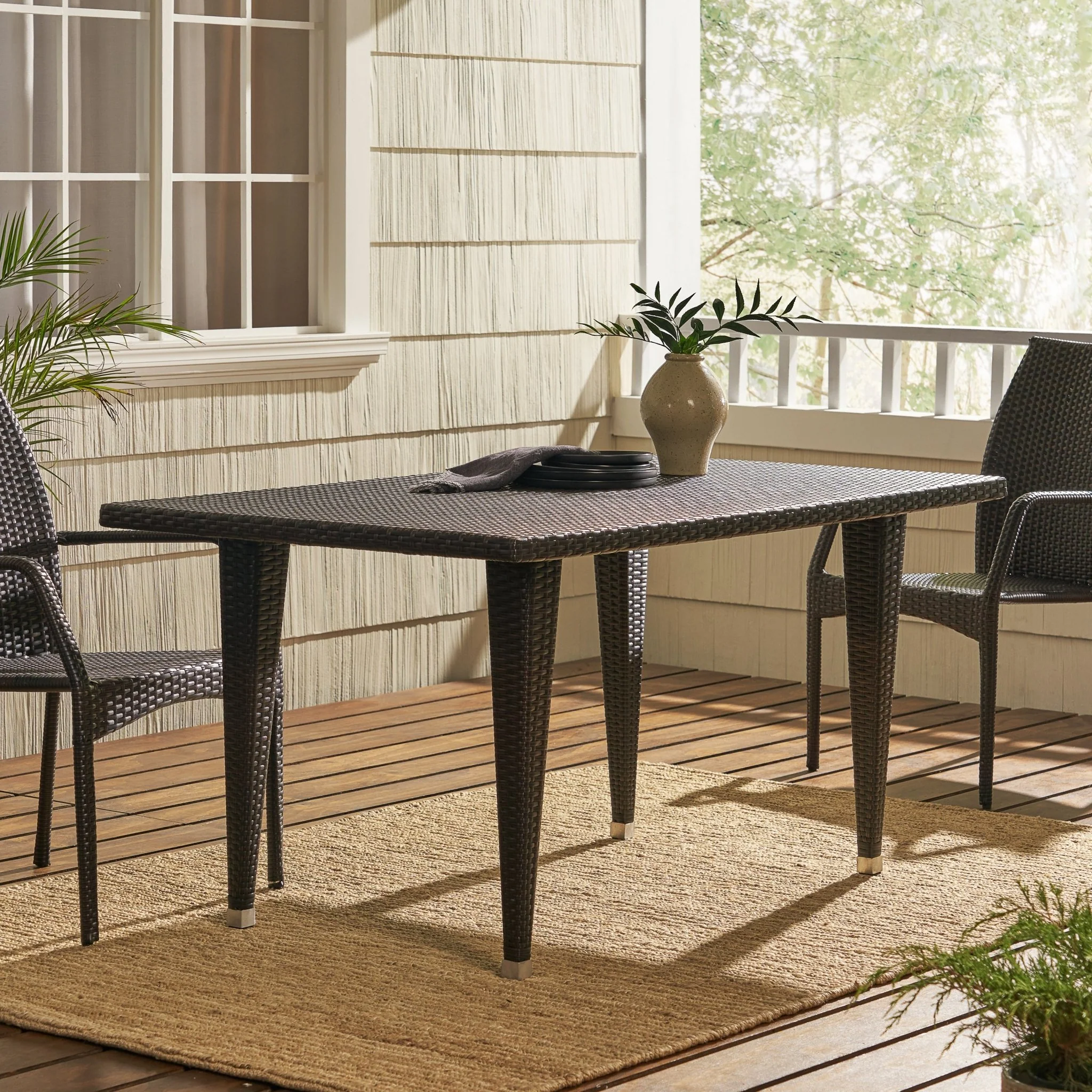 Reflect 35x59 Inch Outdoor Dining Table with Rattan Cover
