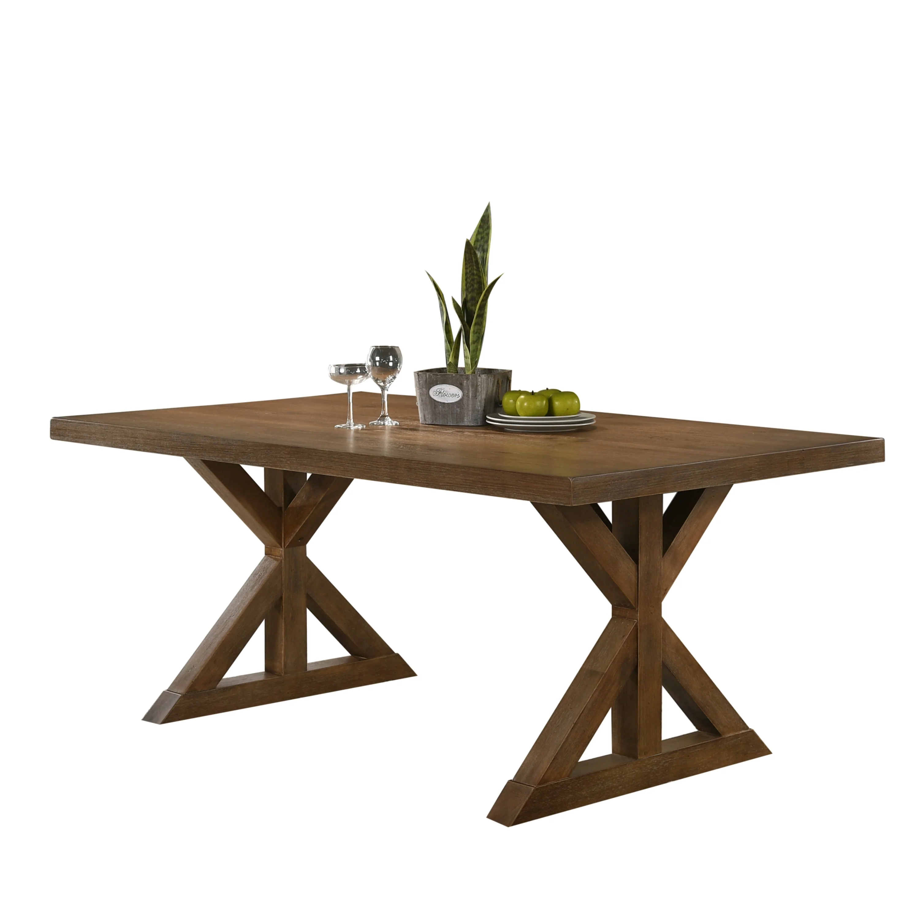 Enna Morden Farmhouse Wood Trestle Dining Table