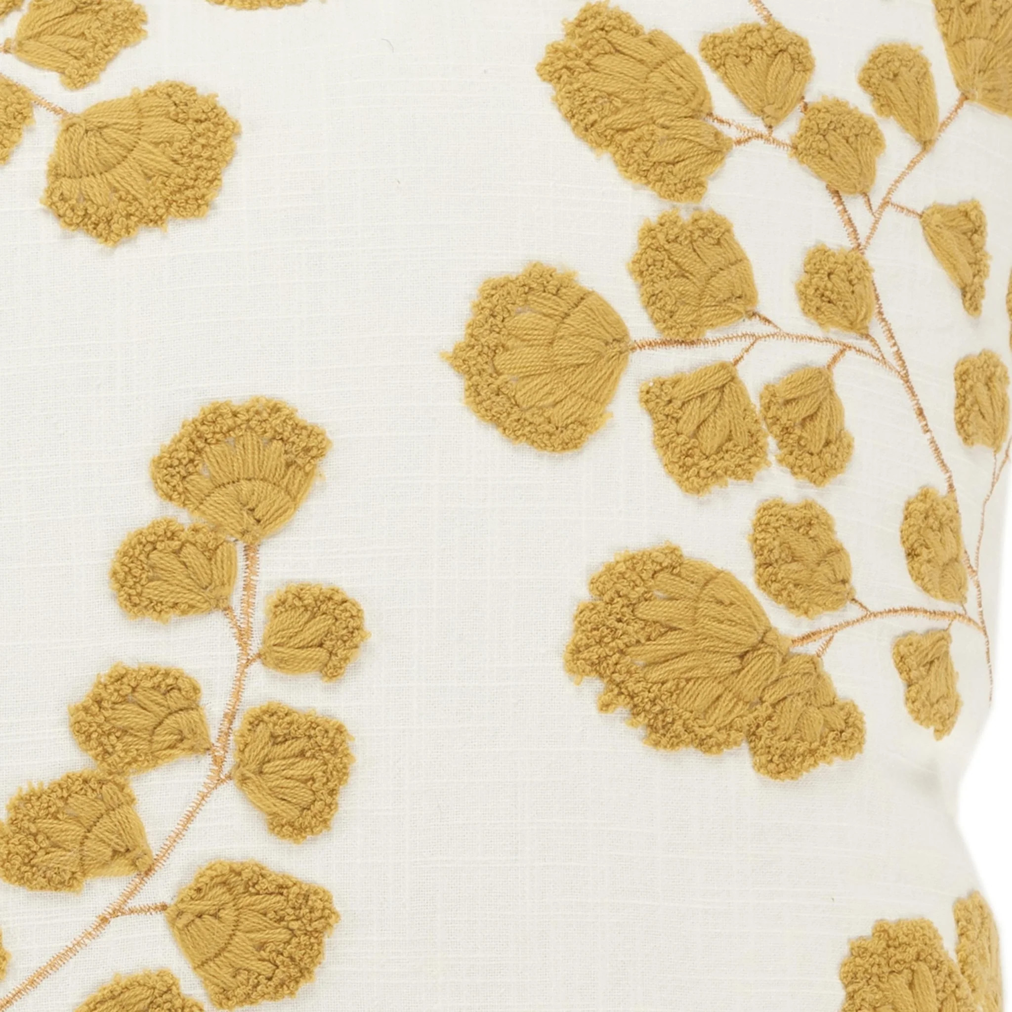 Embroidered Cotton Botanical  Decorative Throw Pillow