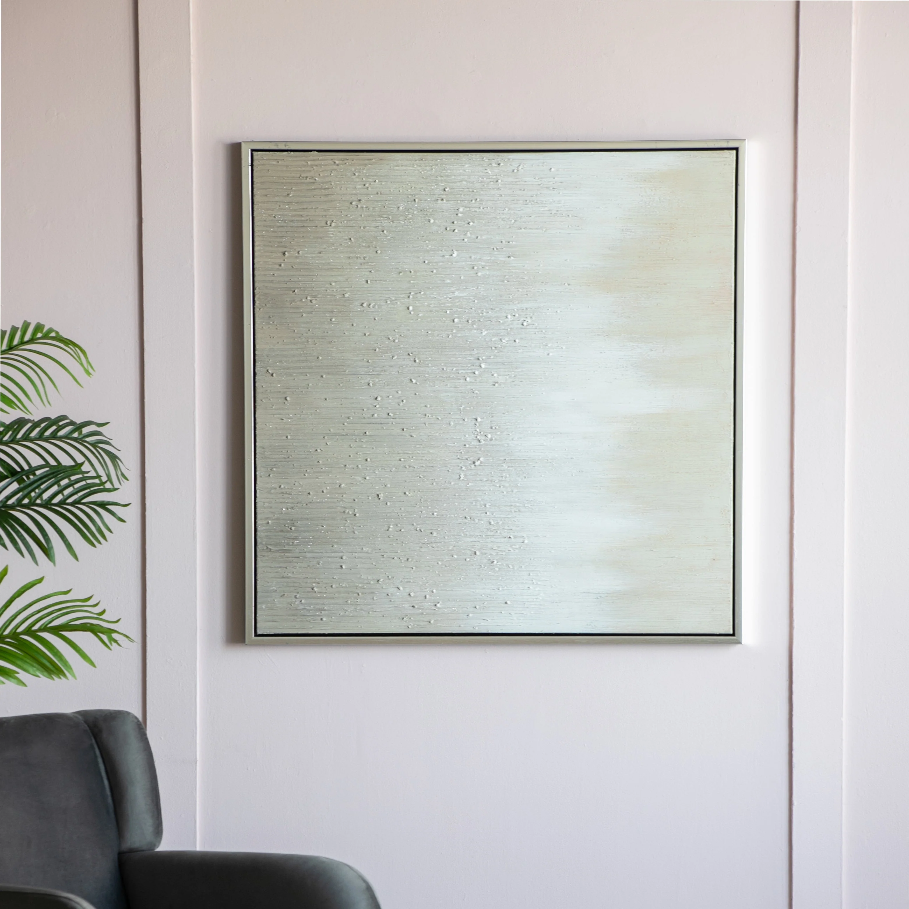 Hand-painted Canvas Wall Art with Square Frame