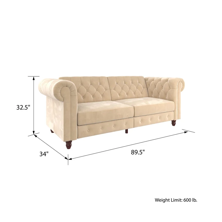 Dallas Twin 89.5'' Upholstered Tufted Convertible Sofa
