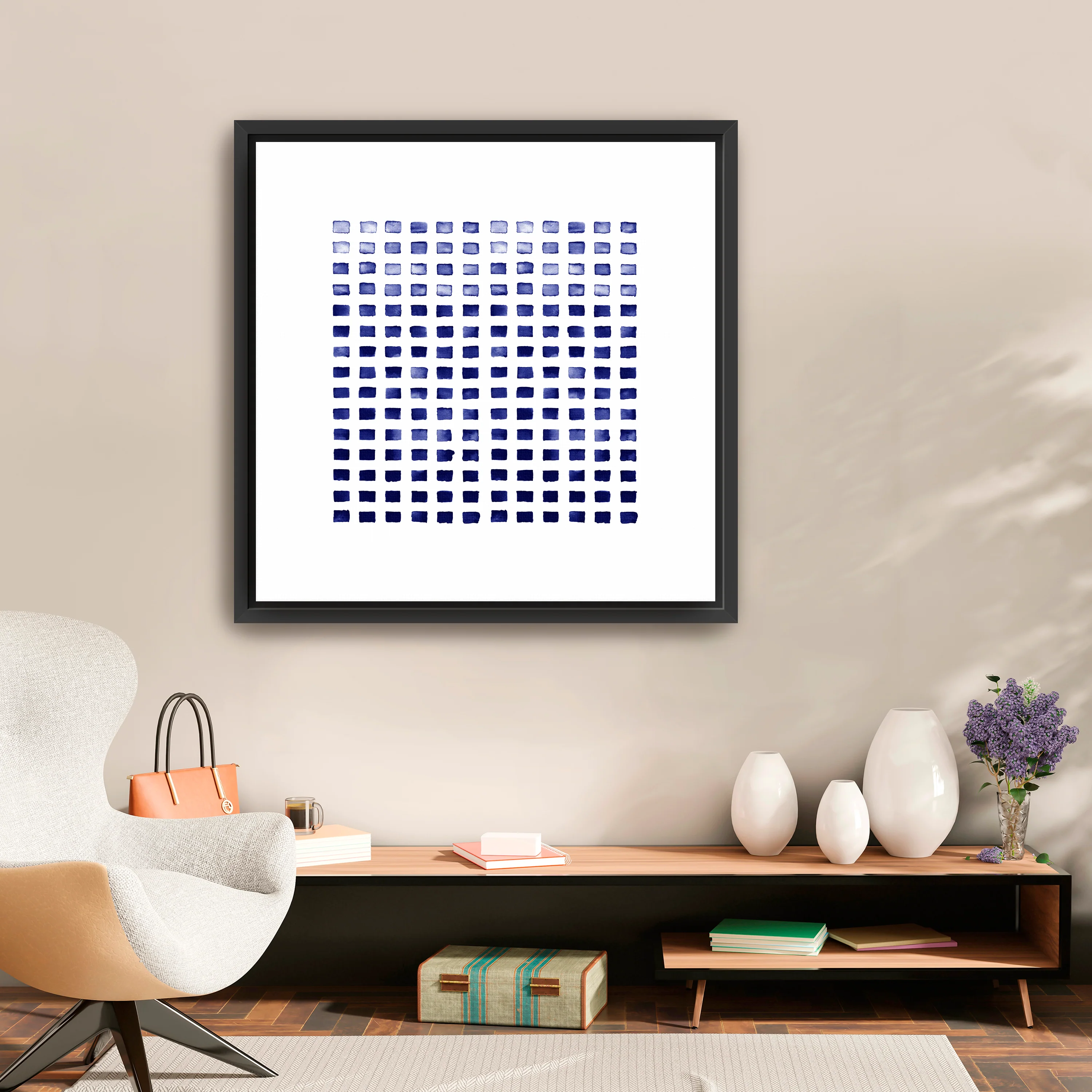 Indigo Blocks Canvas Giclee
