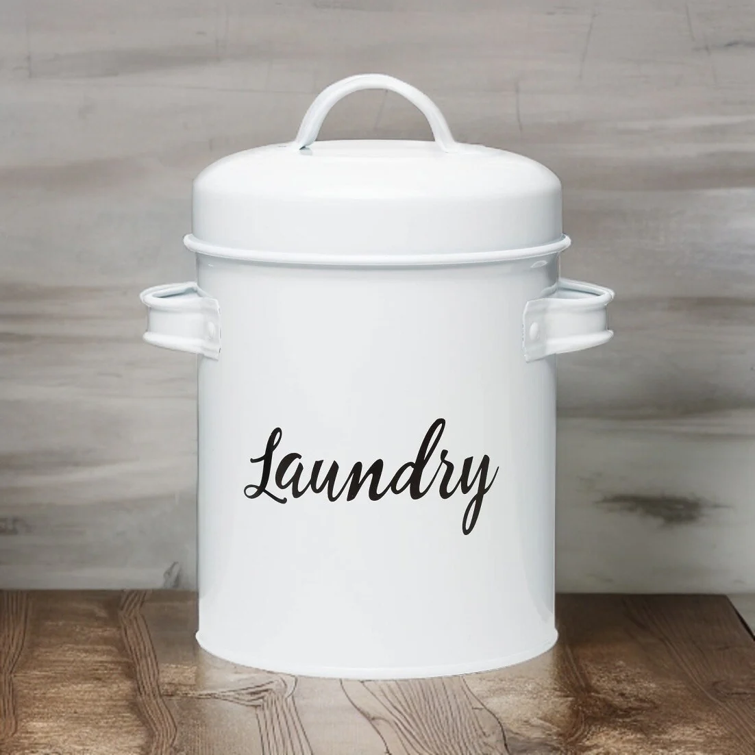 Amici Home Launderette Metal Canister Laundry Detergent Storage Tin