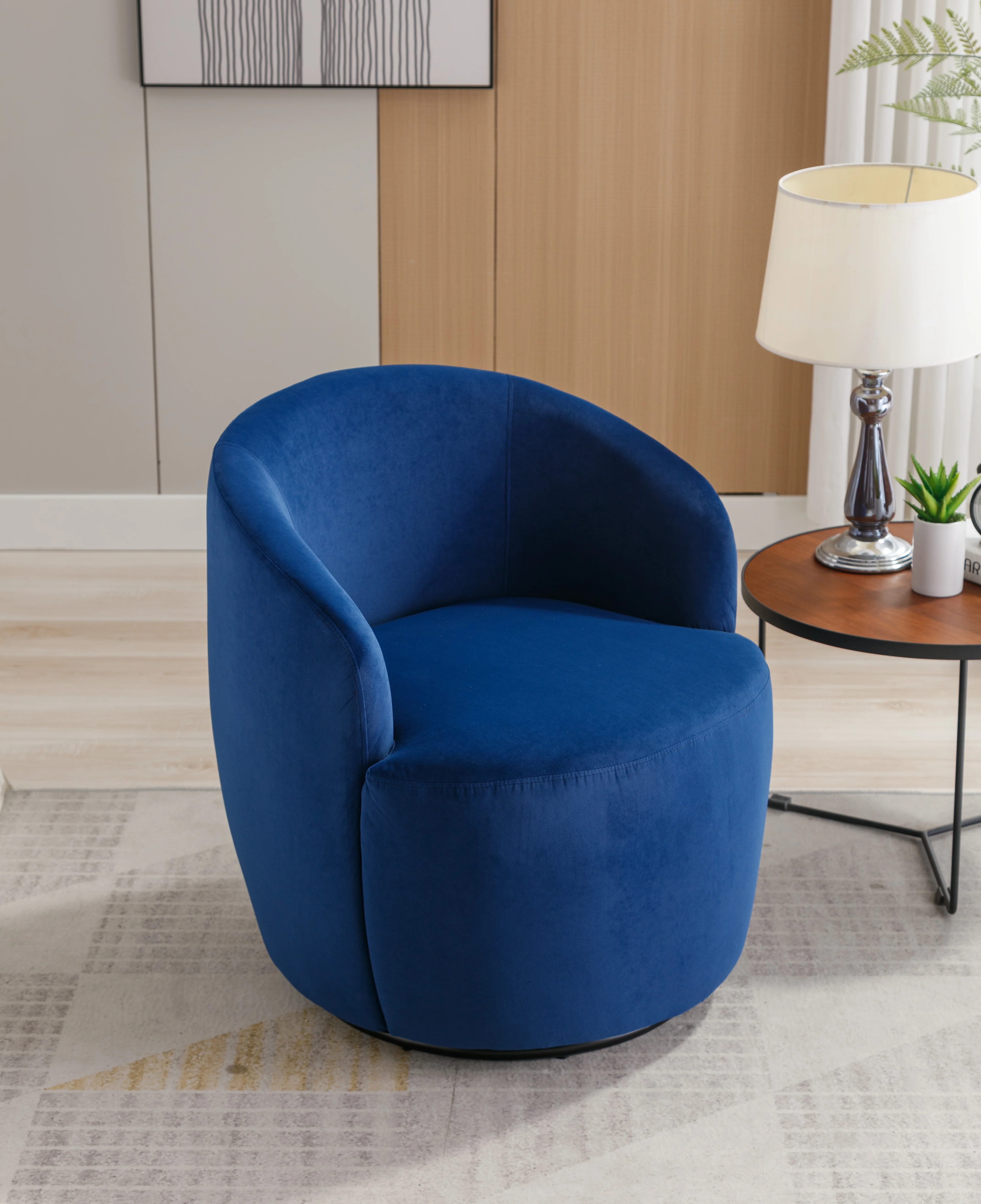 Assortment Upholstered Swivel Barrel Chair with Metal Base