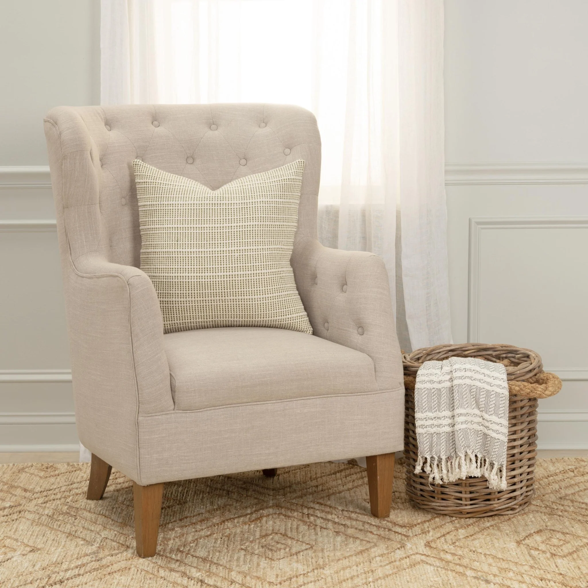Woven Cotton stripe Decorative Throw Pillow