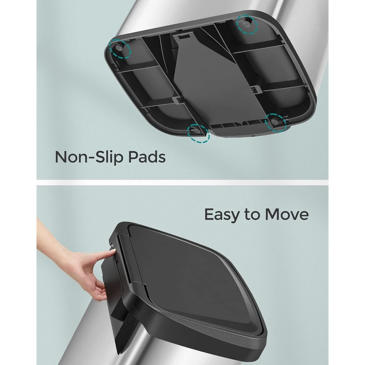 SONGMICS Kitchen Trash Can, 18 Gallon Stainless Steel Garbage Can