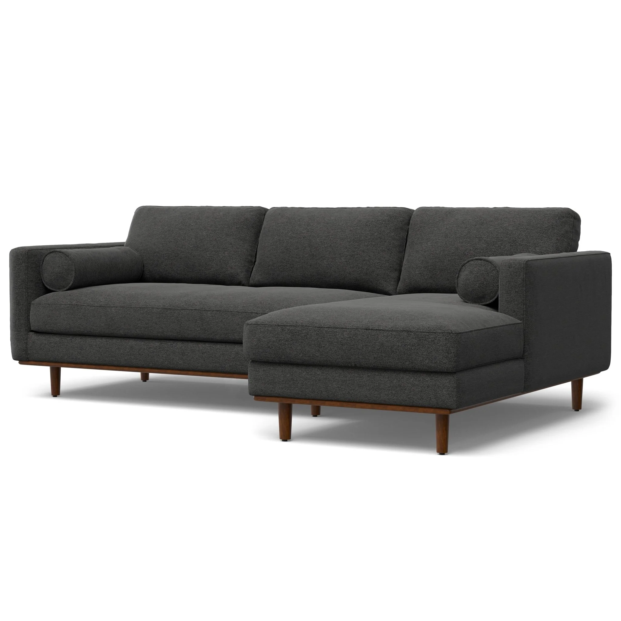 Euphorique Upholstered Right Sectional Sofa with 2 Bolster Pillows and 3 Loose Back Cushions