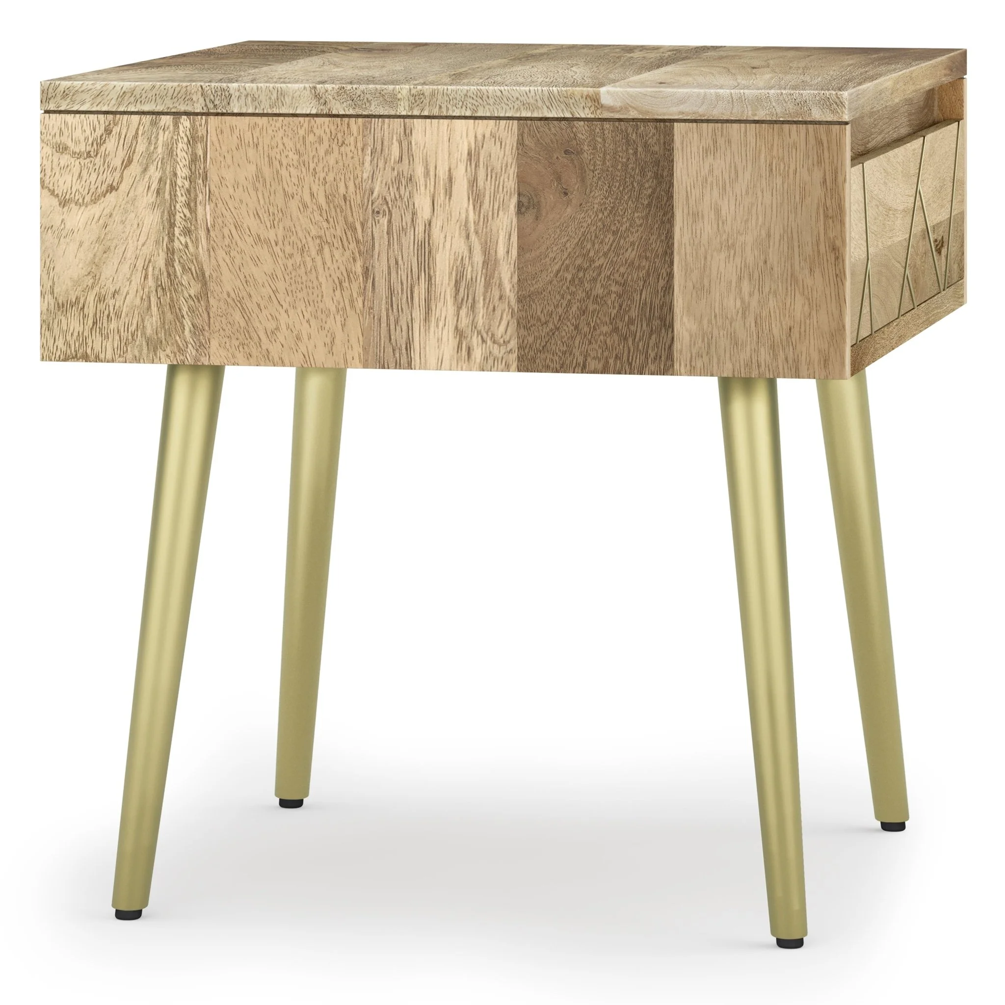 Graceful Side Table with Drawer and Metal Legs