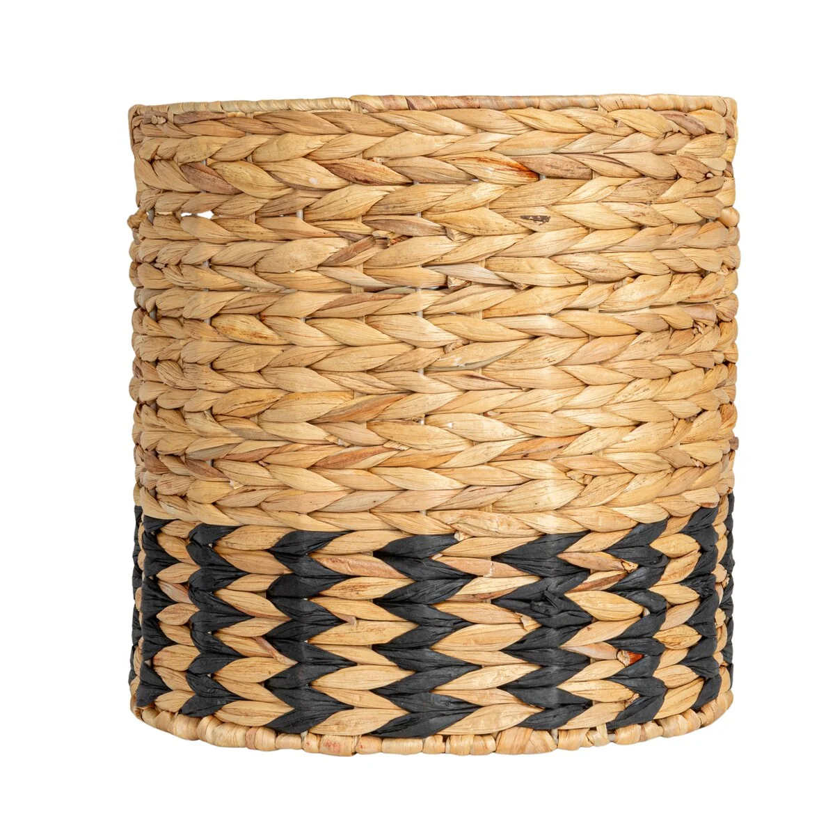Household Essentials Natural Water Hyacinth and Paper Basket with Stripes