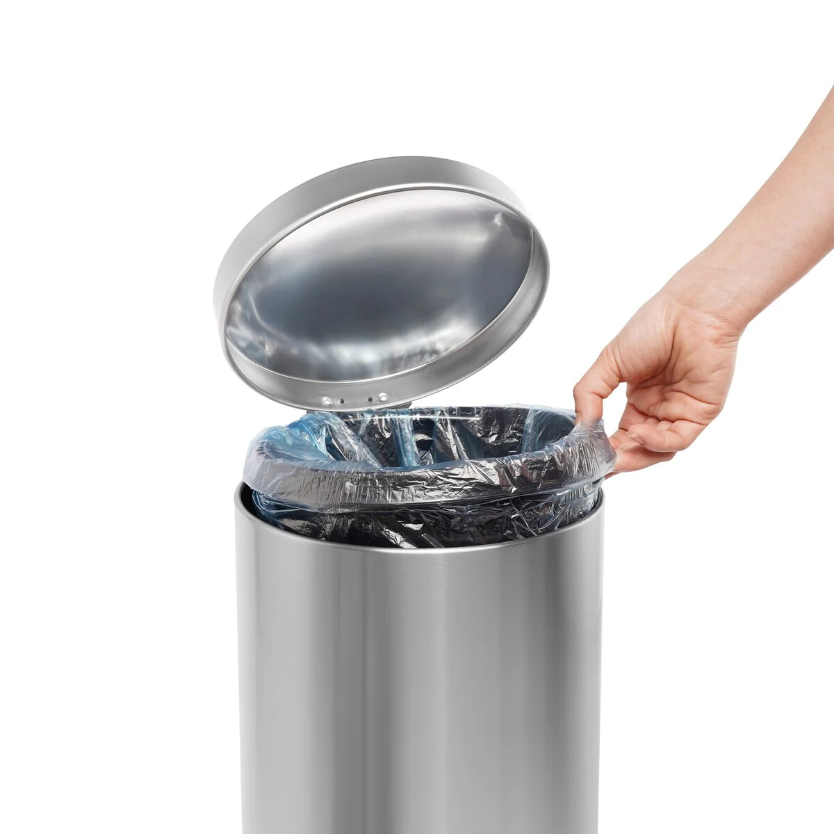 Innovaze 1.32 Gallon Stainless Steel Round Step-on Bathroom and Office Trash Can