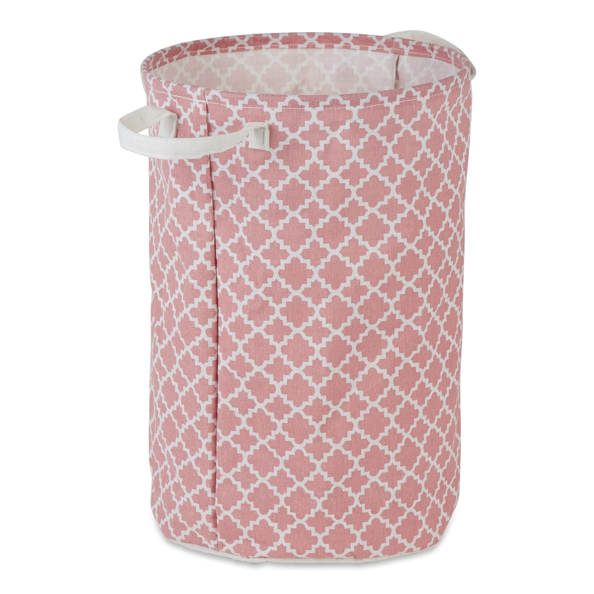 PE-Coated Cotton Polyester Laundry Hamper Lattice Round - Laundry Hamper, 13.5x13.5x20