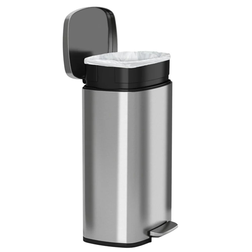 Halo Premium 13 Gallon Silvertone Stainless Steel Step-style Trash Can