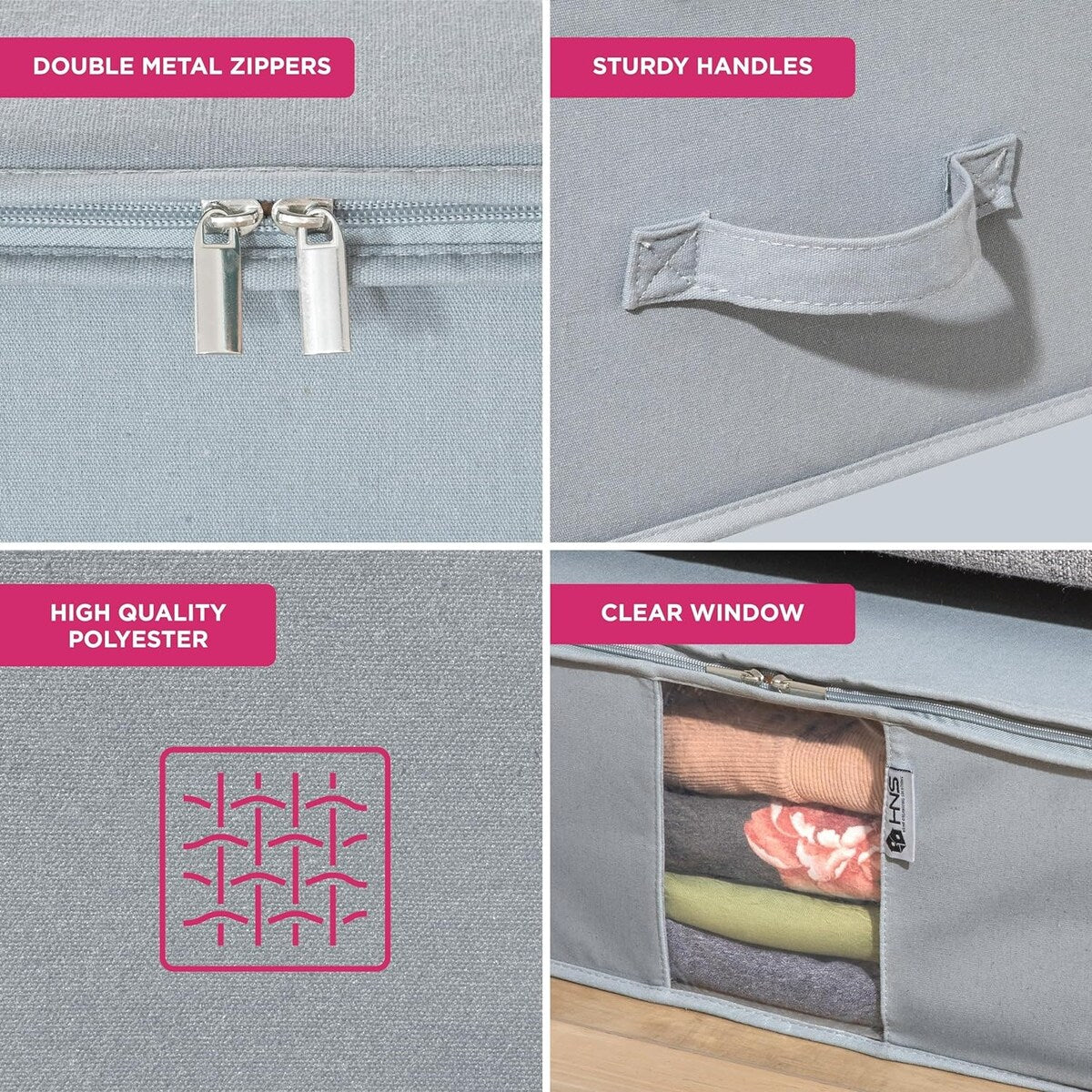 Clothes Storage Bag Organizer with Cedar Insert to Protect from Moths, Moist, Dirt, Dust etc. - Set of 2 Bags